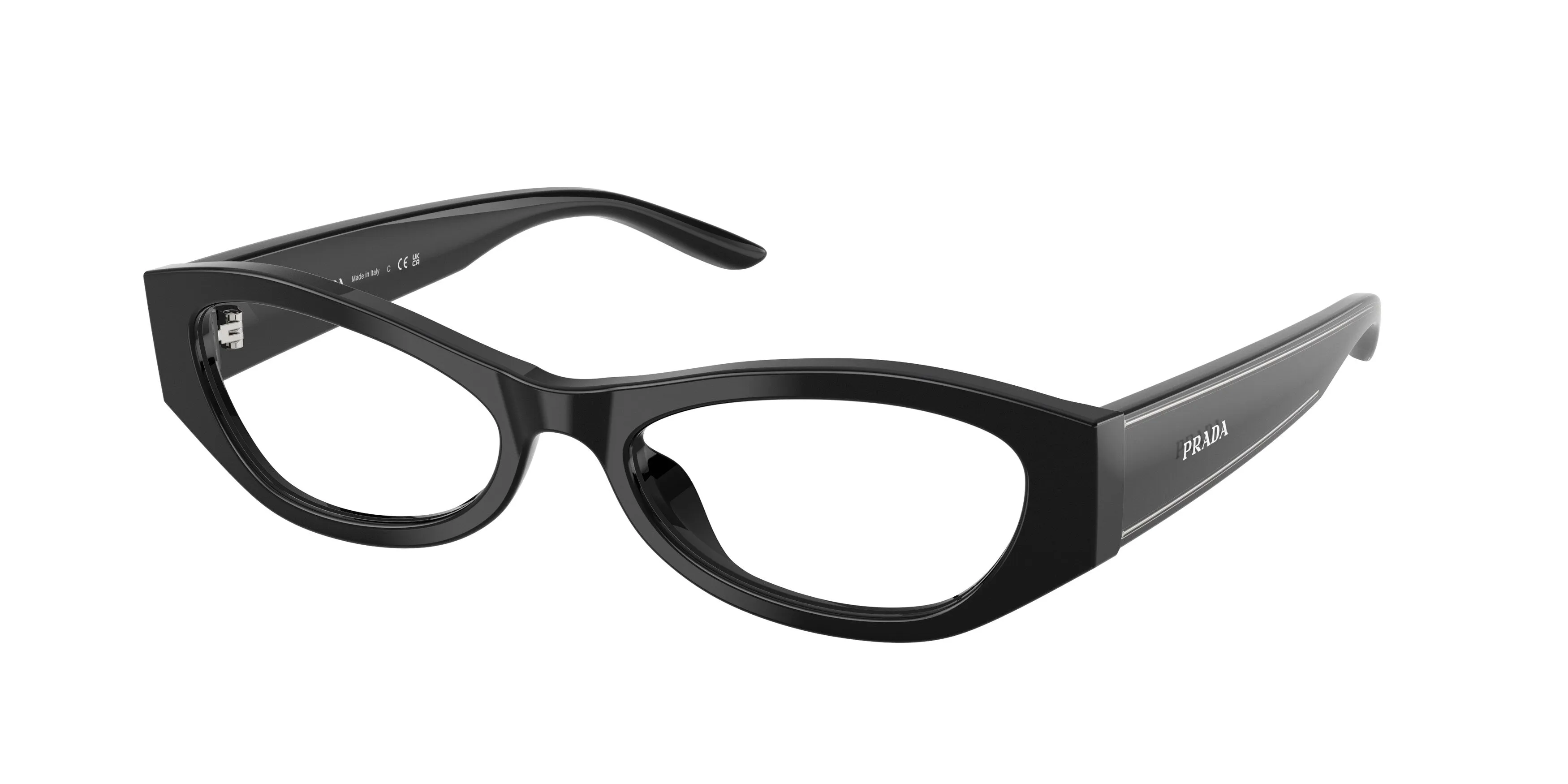 Prada PR D19VU 16K1O1 Montature da vista Acetato Nero Trasparente Rotonda Normale - immagine 1