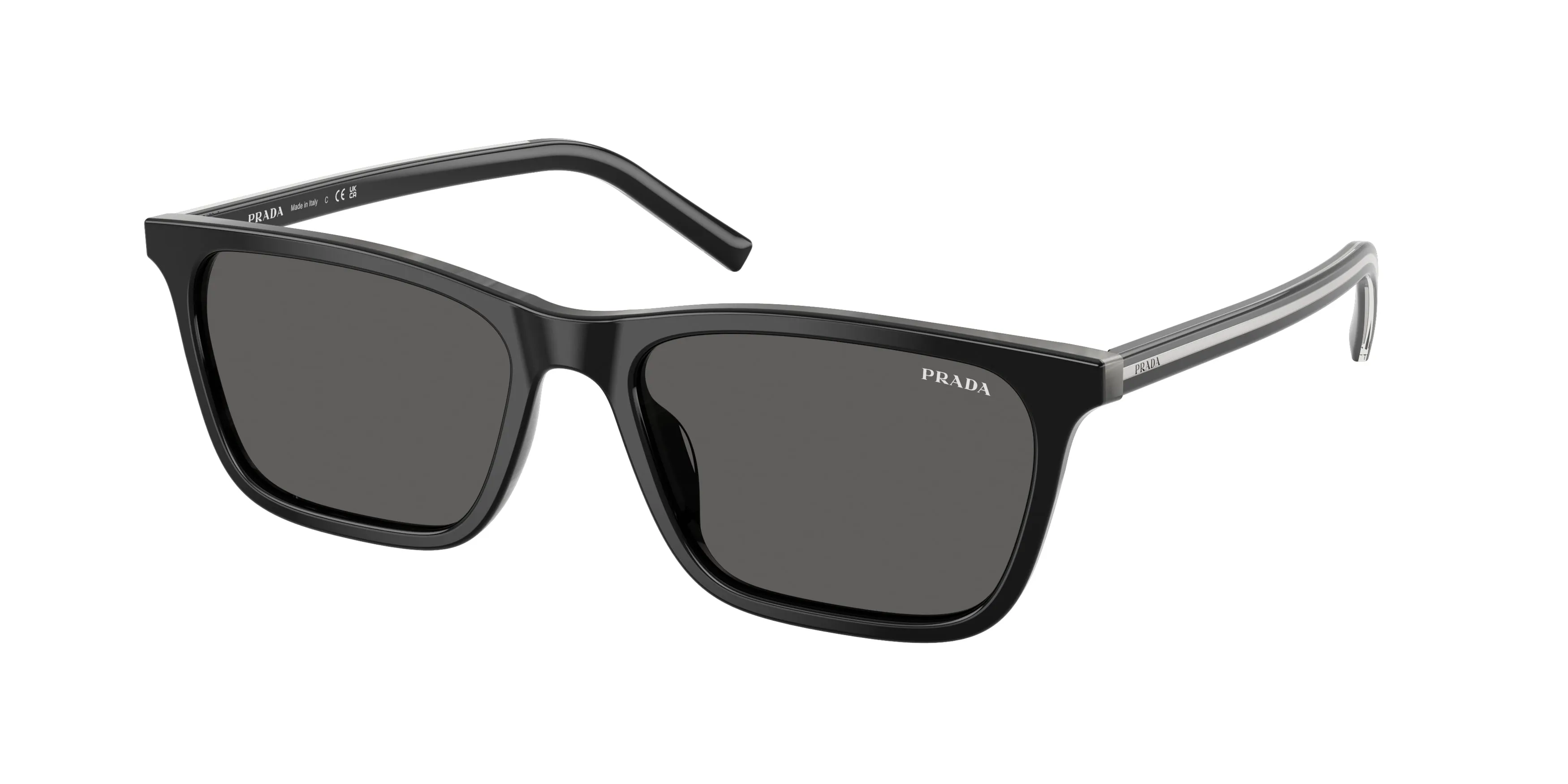 Prada PR D19S 29O20Z Occhiali da sole Acetato Nero Grigio Squadrata Normale - immagine 1