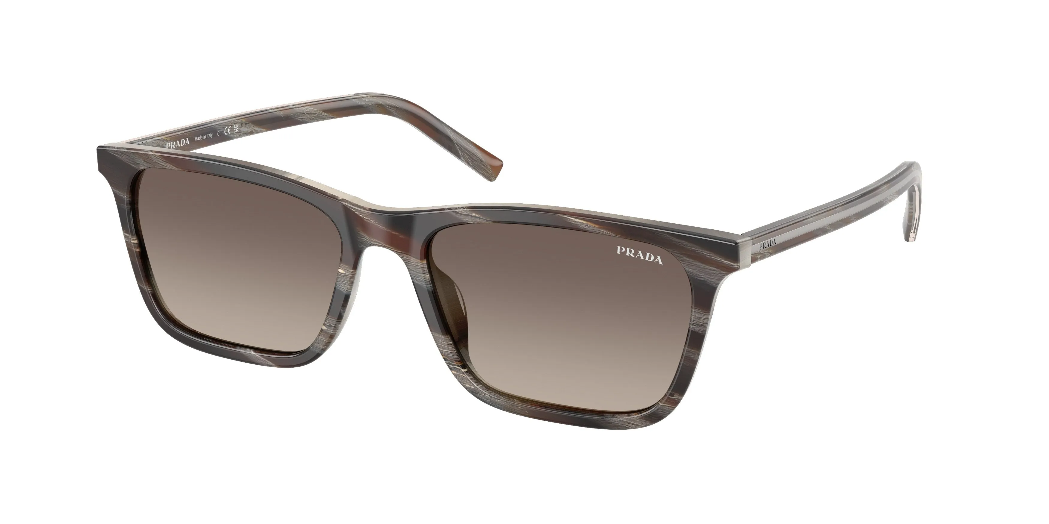 Prada PR D19S 23P30S Occhiali da sole Acetato Marrone Grigio Squadrata Normale Sfumato - immagine 1