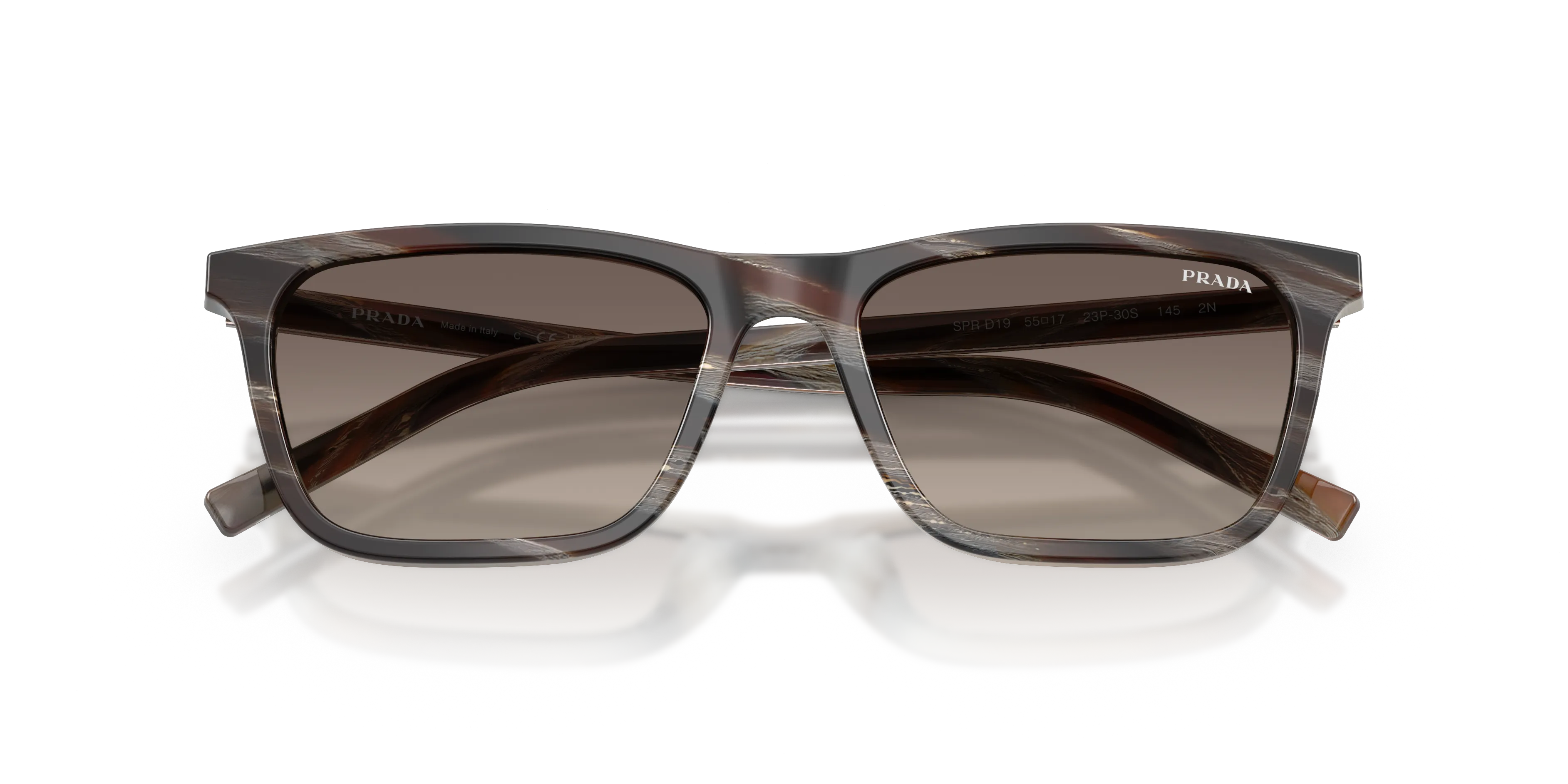 Prada PR D19S 23P30S Occhiali da sole Acetato Marrone Grigio Squadrata Normale Sfumato - immagine 2