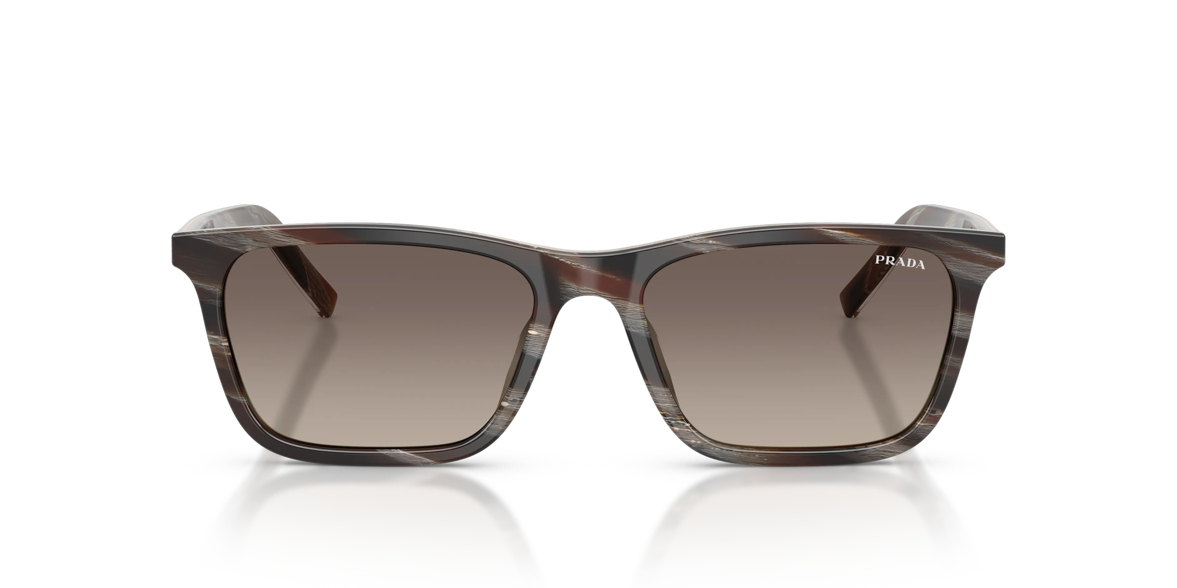 Prada PR D19S 23P30S Occhiali da sole Acetato Marrone Grigio Squadrata Normale Sfumato - immagine 3