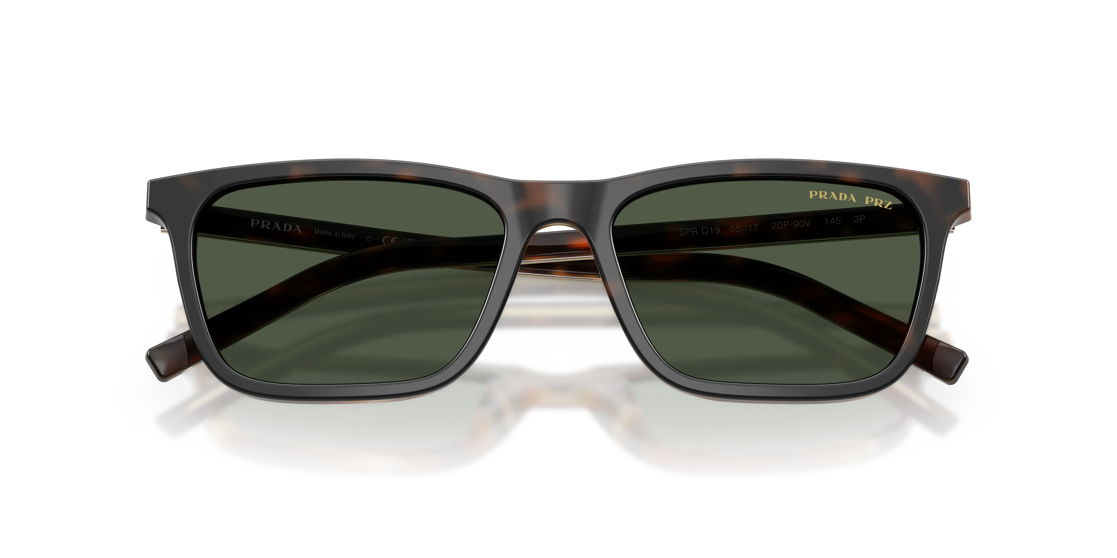 Prada PR D19S 20P90V Occhiali da sole Acetato Tartaruga Verde Squadrata Polarizzata - immagine 2
