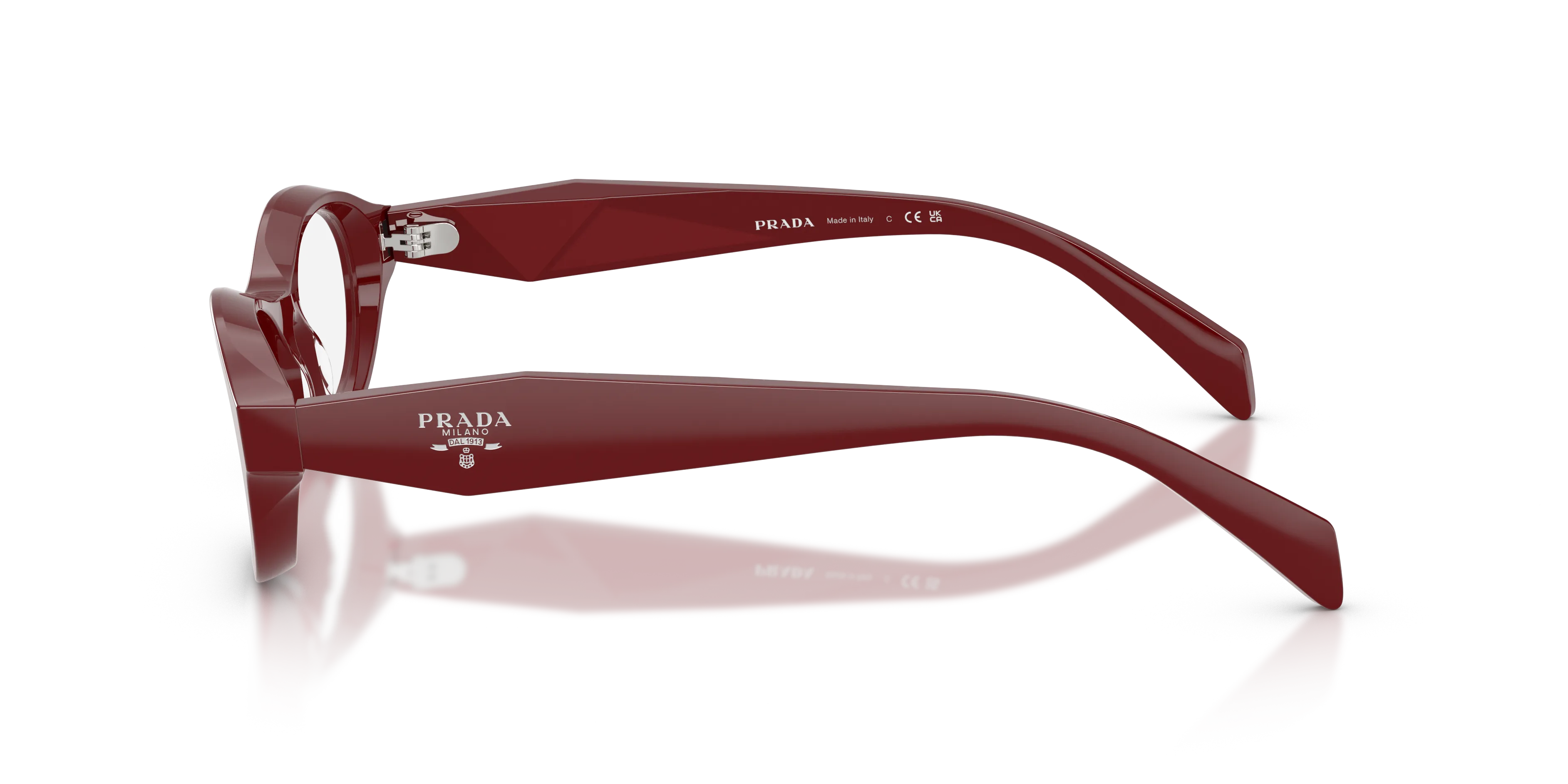 Prada PR D18V 23L1O1 Montature da vista Acetato Marrone Trasparente Rotonda Normale - immagine 4