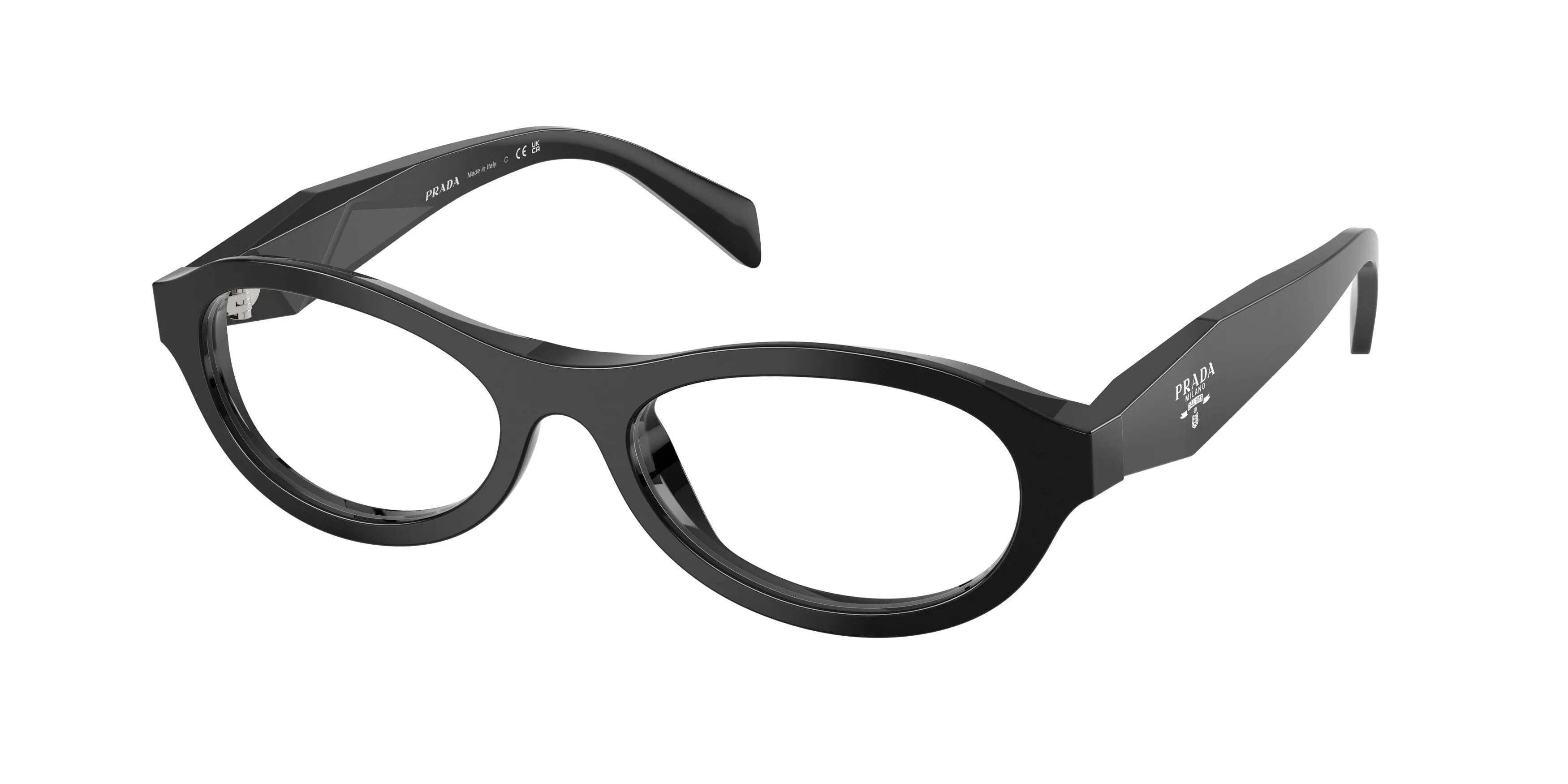 Prada PR D18V 16K1O1 Montature da vista Acetato Nero Trasparente Rotonda Normale - immagine 1