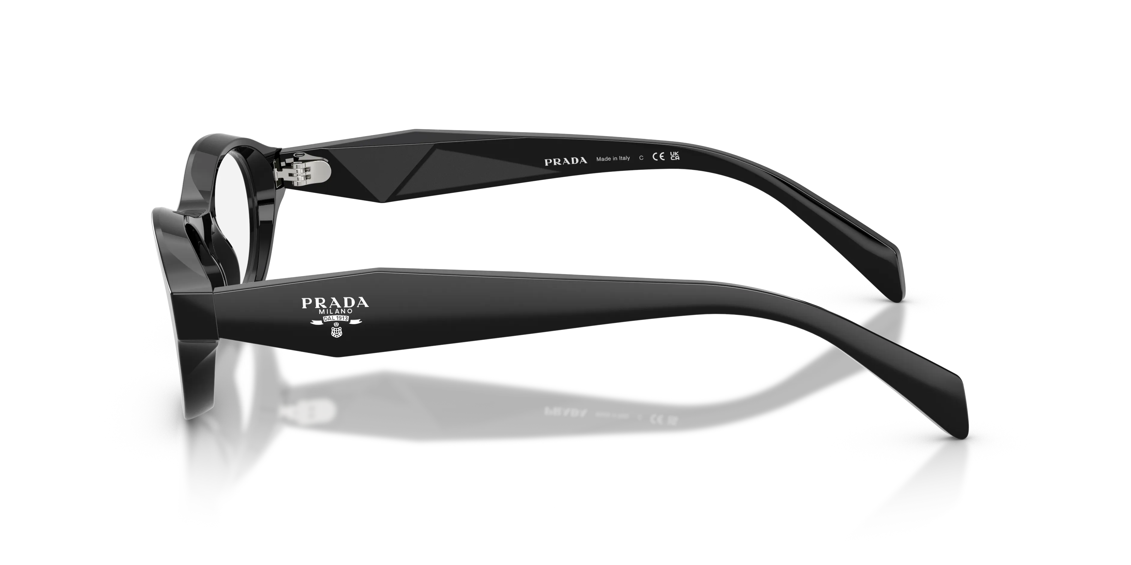 Prada PR D18V 16K1O1 Montature da vista Acetato Nero Trasparente Rotonda Normale - immagine 4