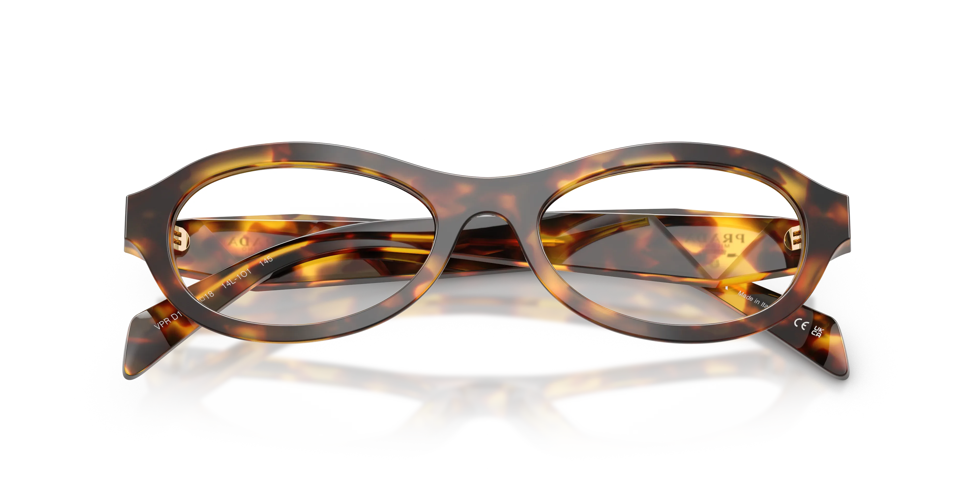 Prada PR D18V 14L1O1 Montature da vista Acetato Tartaruga Trasparente Rotonda Normale - immagine 2