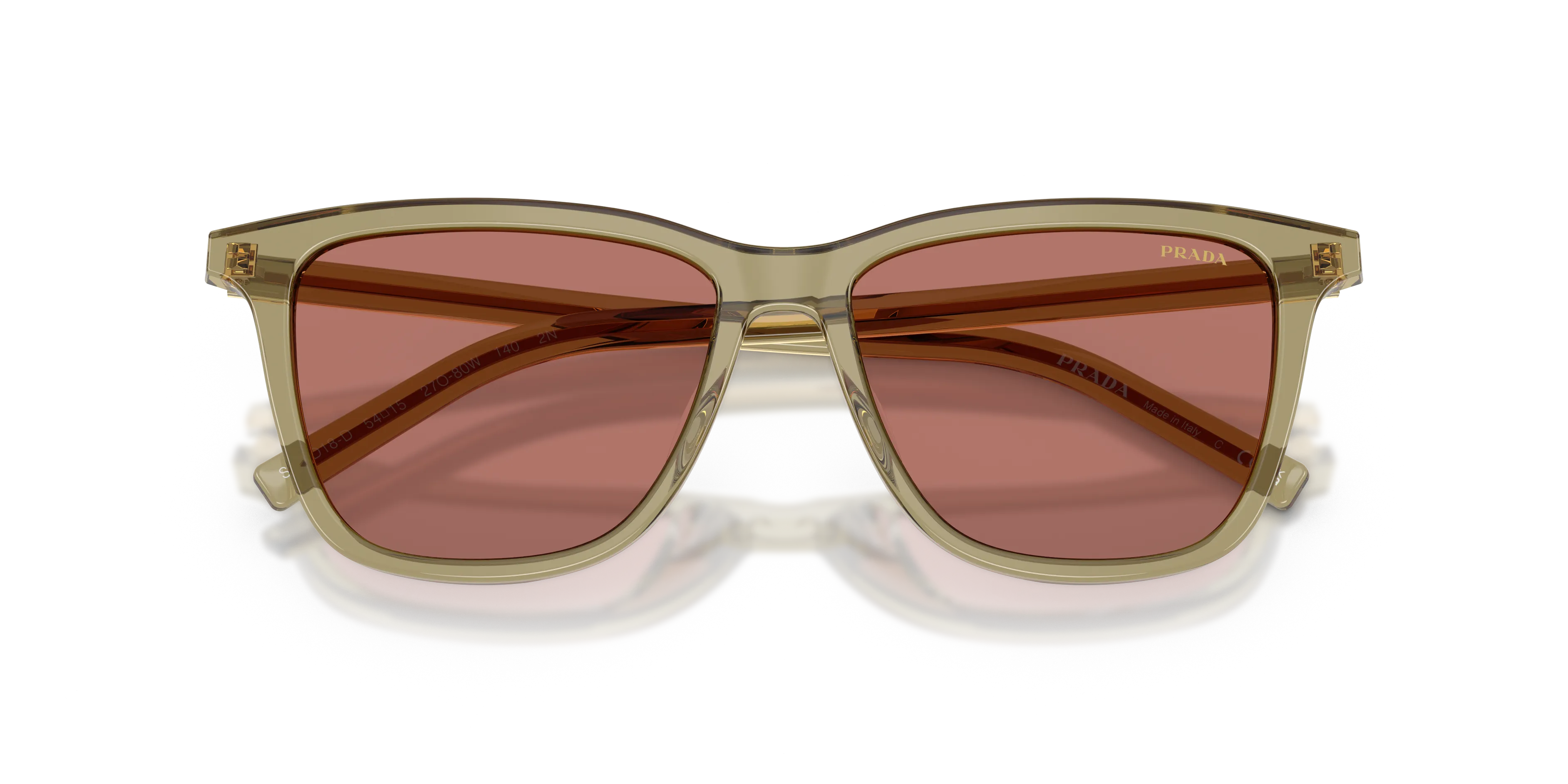 Prada PR D18SD 27O80W Occhiali da sole Acetato Verde Bordeaux Squadrata Normale - immagine 2