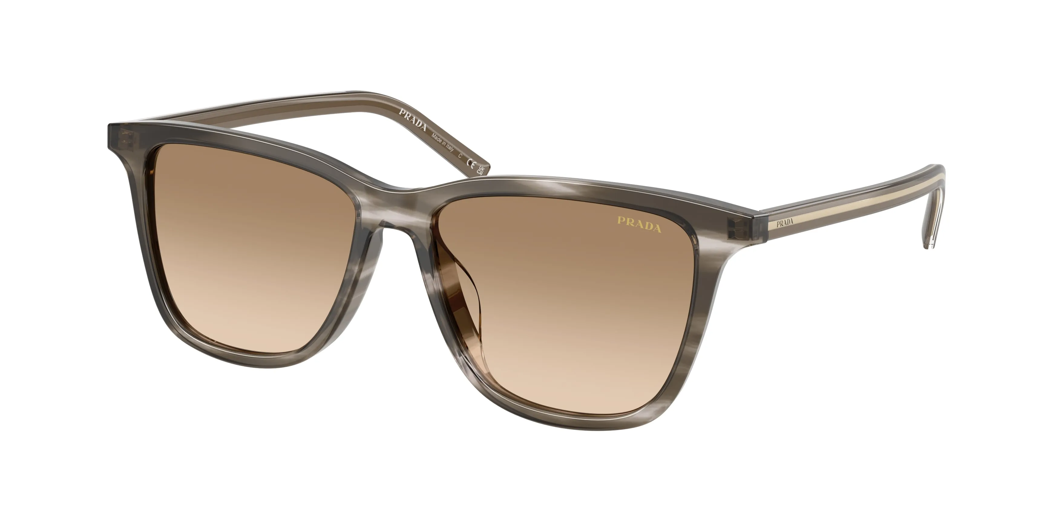 Prada PR D18SD 26O20S Occhiali da sole Acetato Nero Giallo Squadrata Normale Sfumato - immagine 1