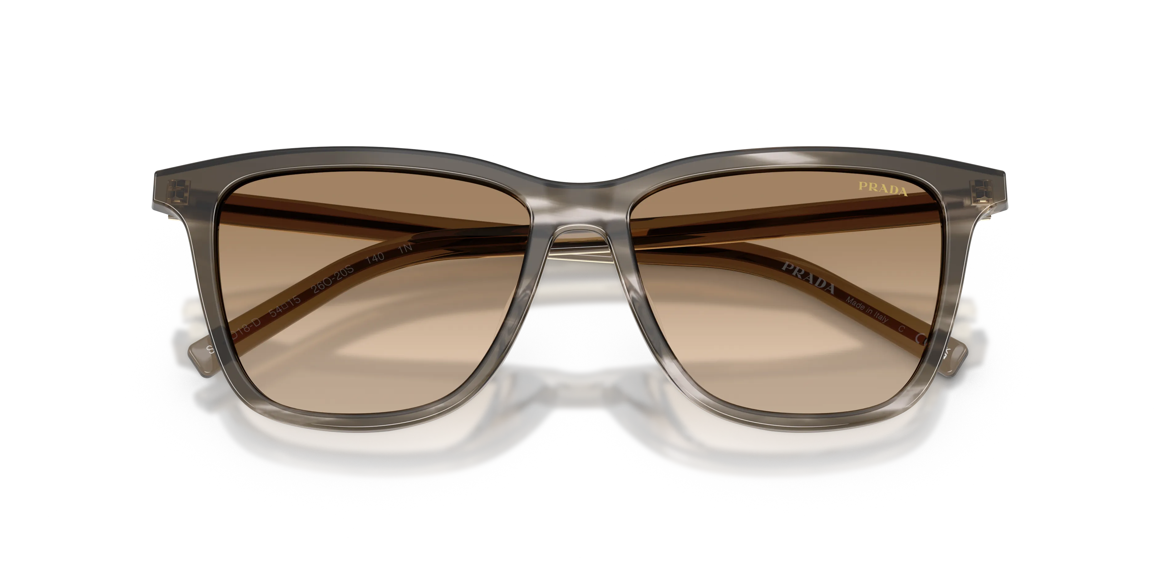 Prada PR D18SD 26O20S Occhiali da sole Acetato Nero Giallo Squadrata Normale Sfumato - immagine 2