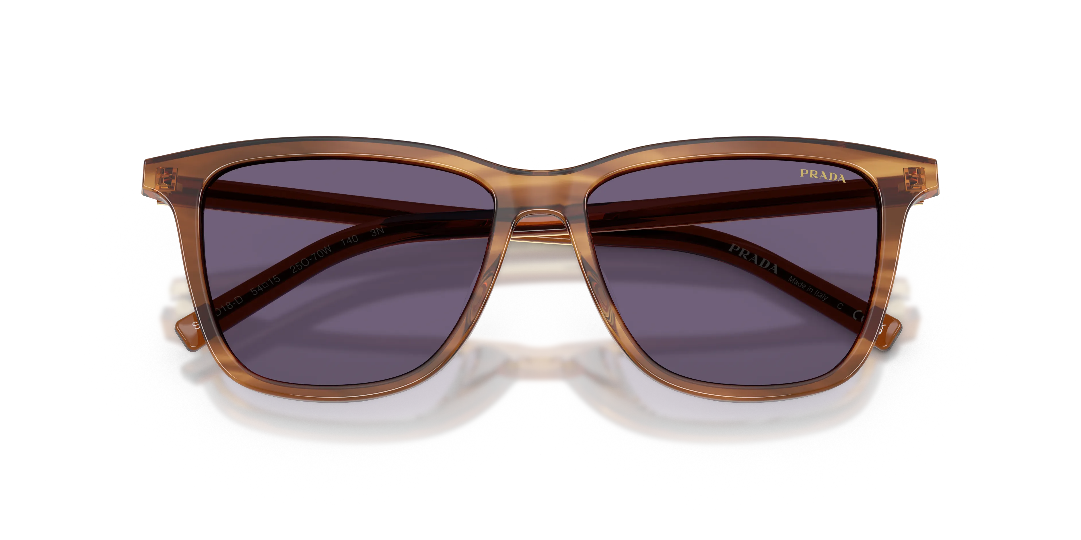 Prada PR D18SD 25O70W Occhiali da sole Acetato Marrone Viola Squadrata Normale - immagine 2
