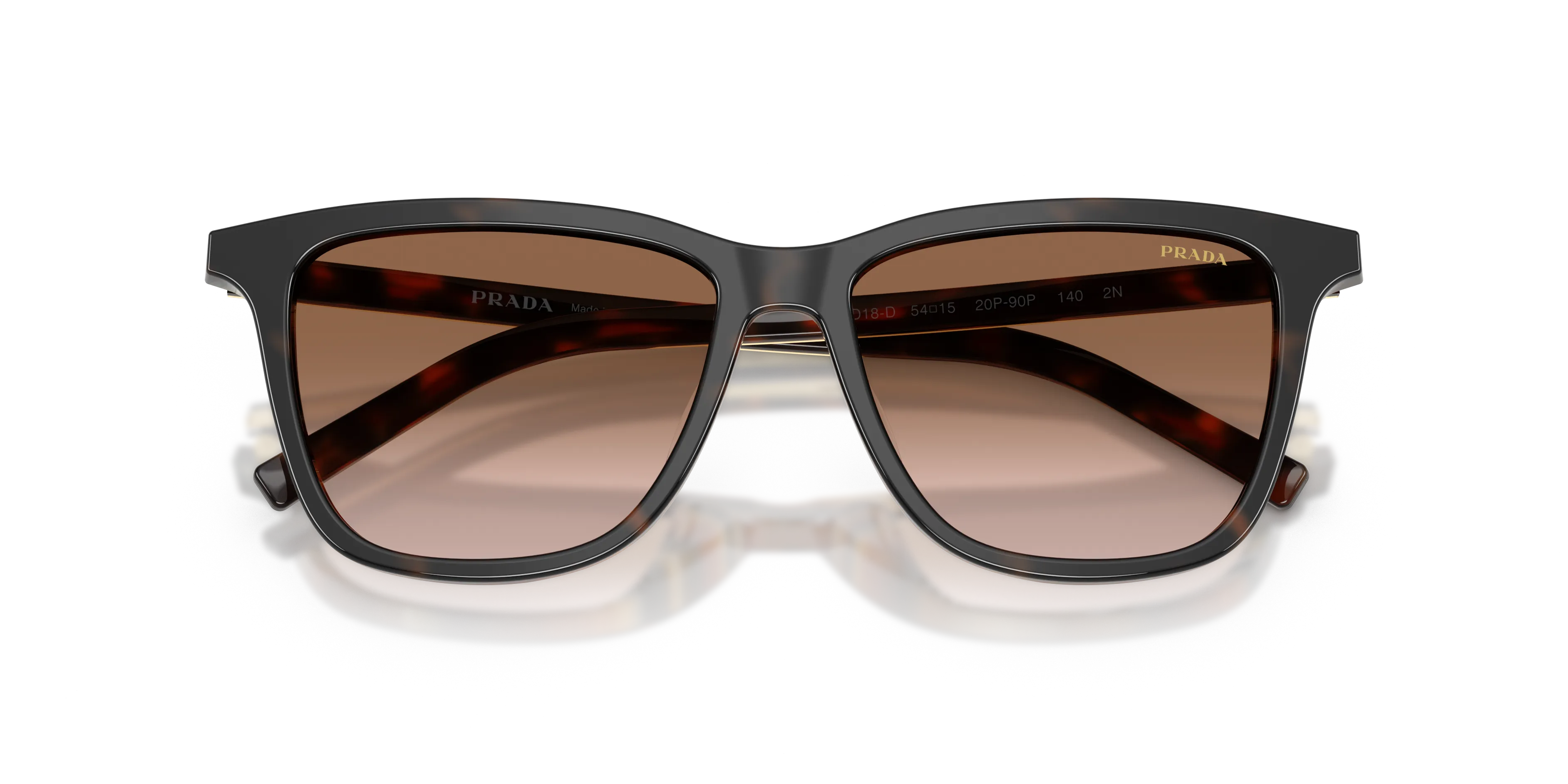 Prada PR D18SD 20P90P Occhiali da sole Acetato Tartaruga Marrone Squadrata Normale Sfumato - immagine 2