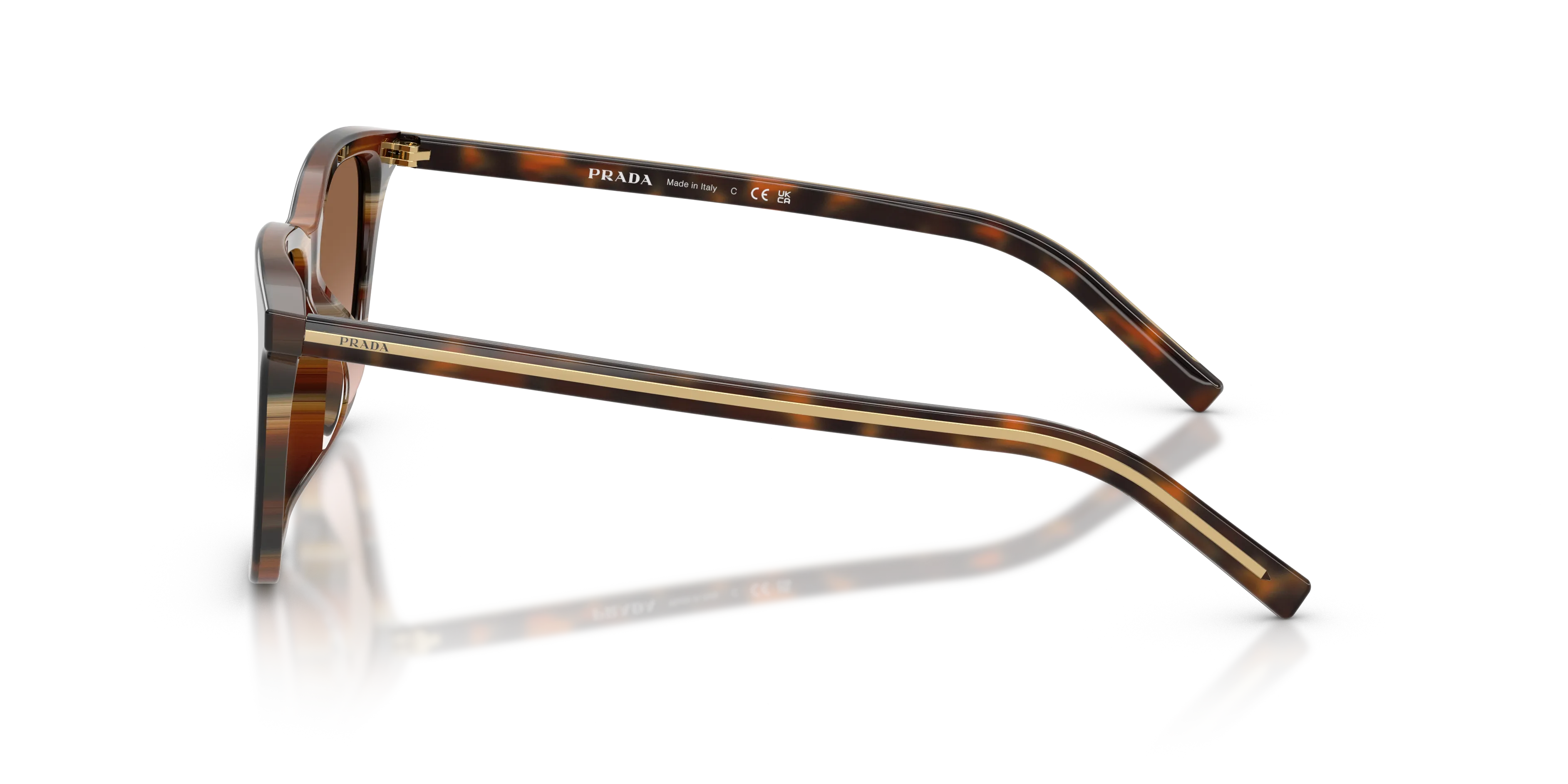 Prada PR D18SD 20P90P Occhiali da sole Acetato Tartaruga Marrone Squadrata Normale Sfumato - immagine 4