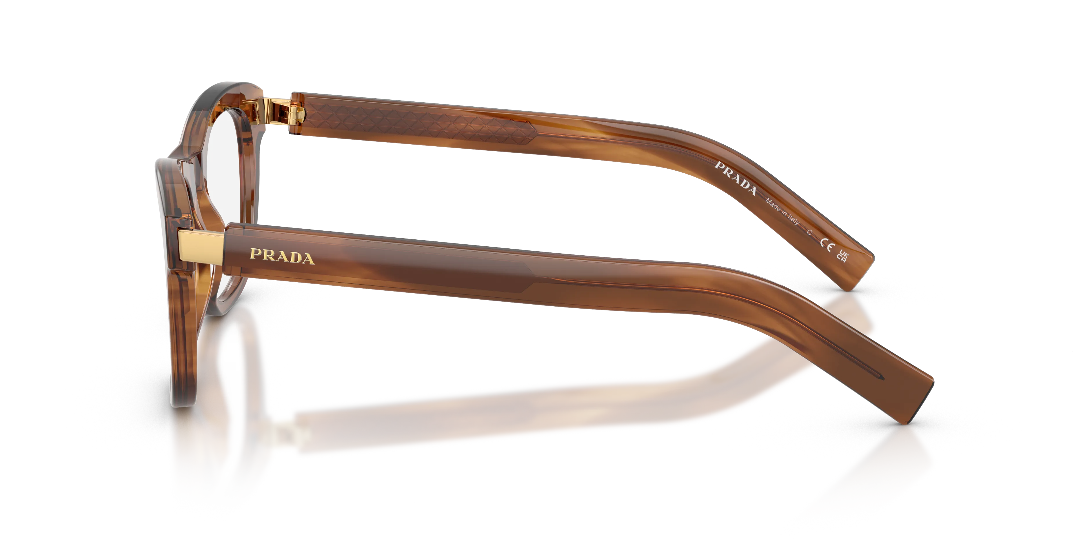 Prada PR D17V 25O1O1 Montature da vista Acetato Marrone Trasparente Cat Eye Normale - immagine 4