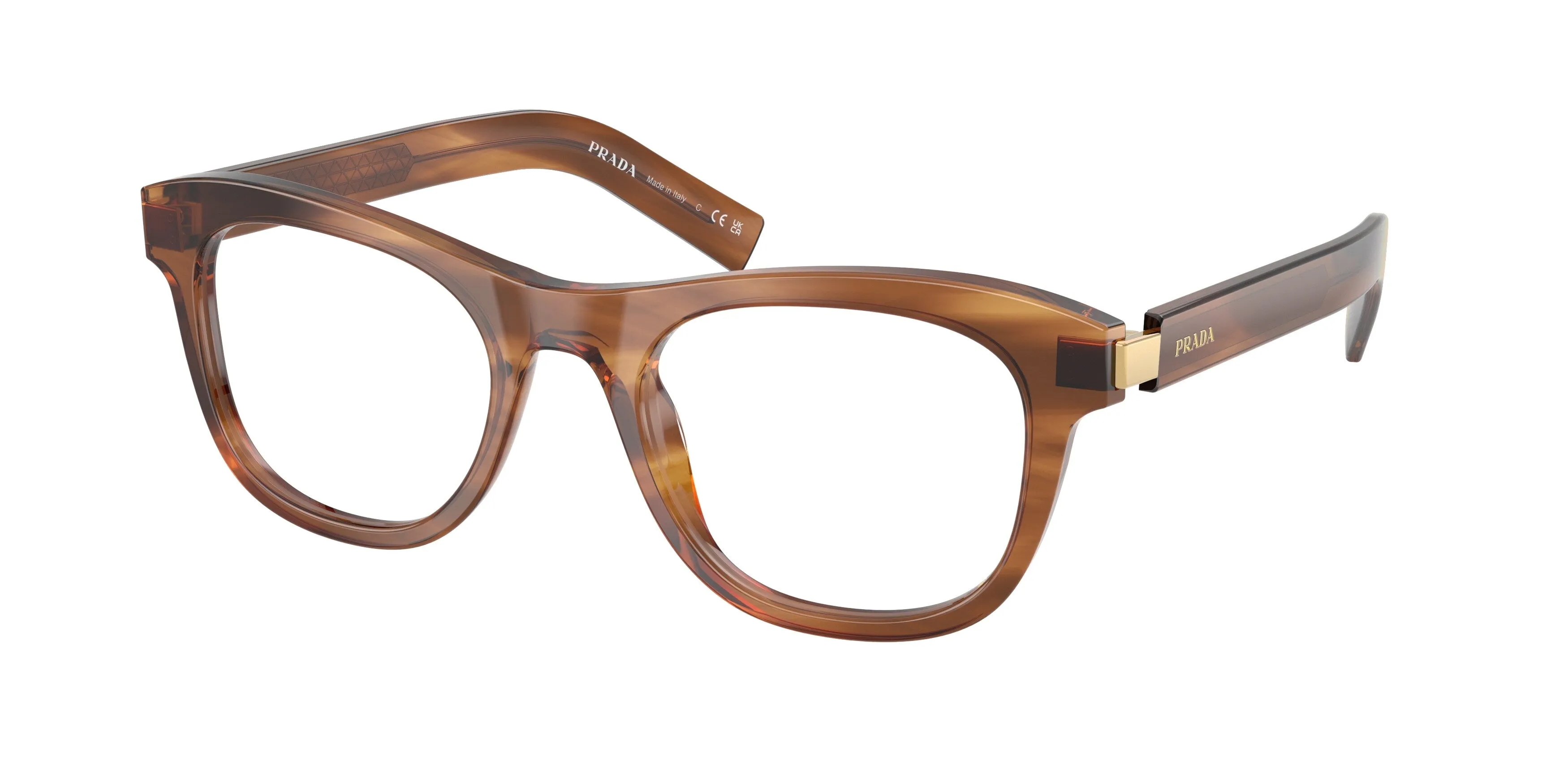 Prada PR D17V 25O1O1 Montature da vista Acetato Marrone Trasparente Cat Eye Normale - immagine 1