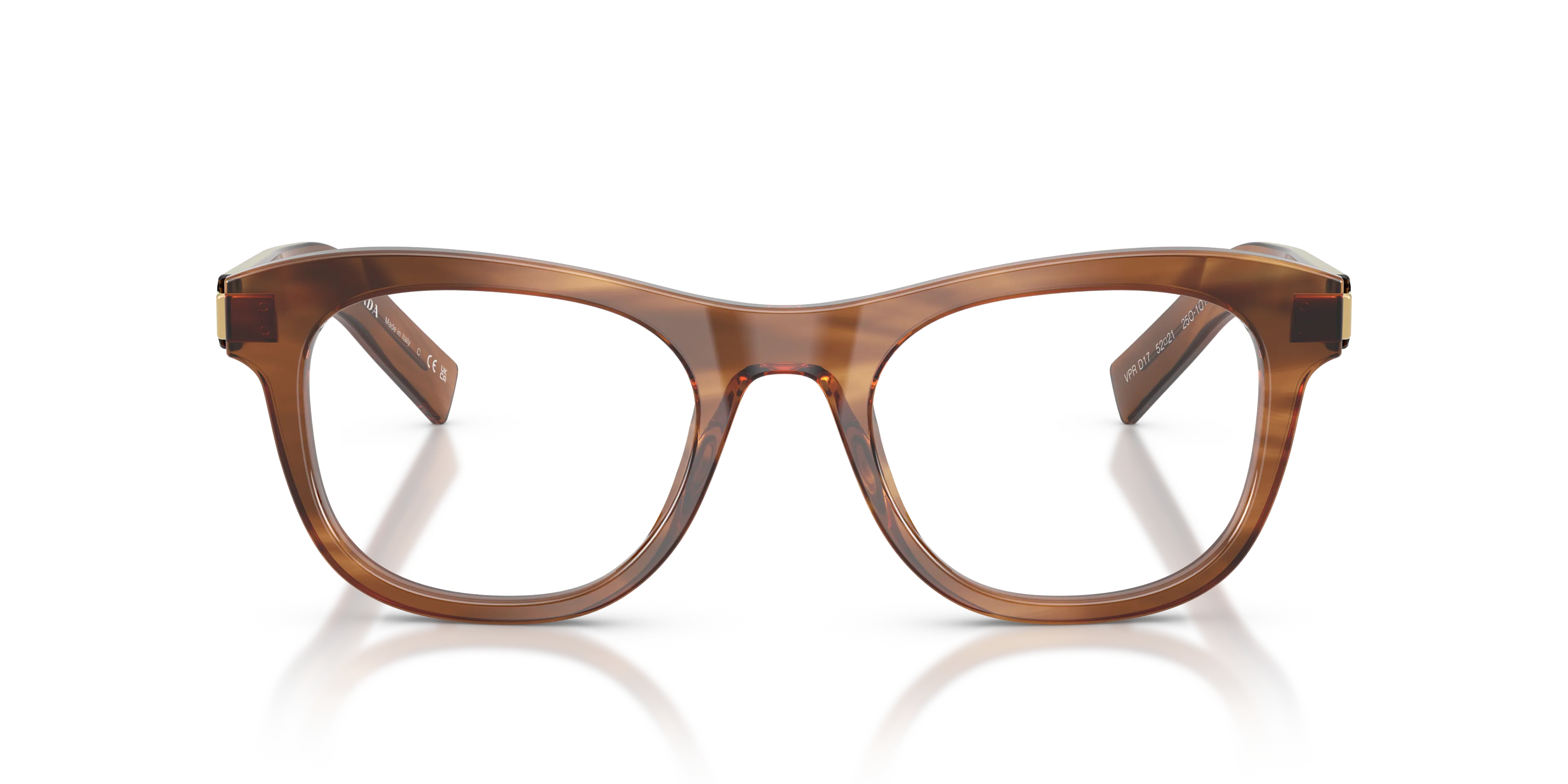 Prada PR D17V 25O1O1 Montature da vista Acetato Marrone Trasparente Cat Eye Normale - immagine 3