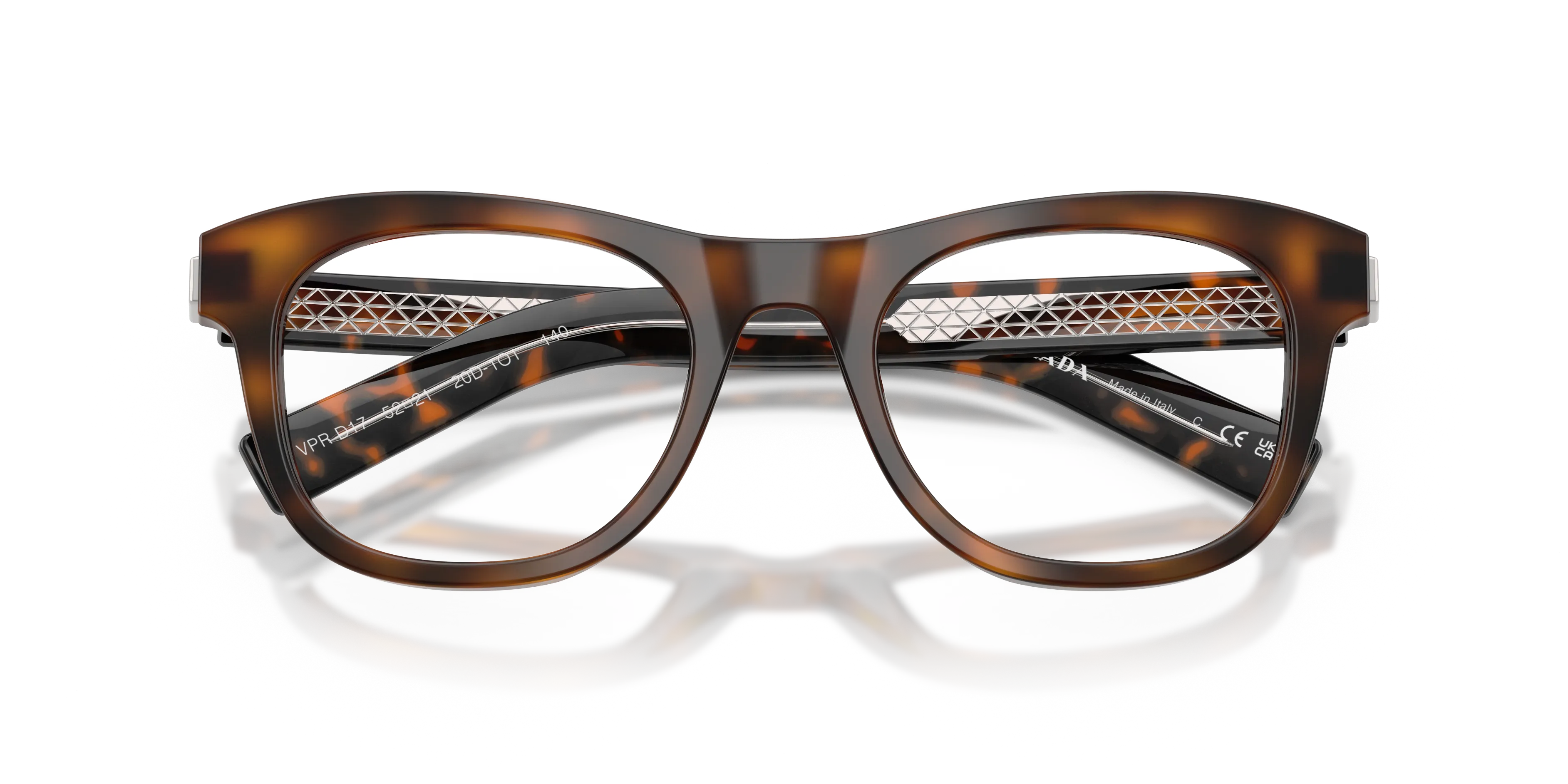Prada PR D17V 20D1O1 Montature da vista Acetato Tartaruga Trasparente Cat Eye Normale - immagine 2