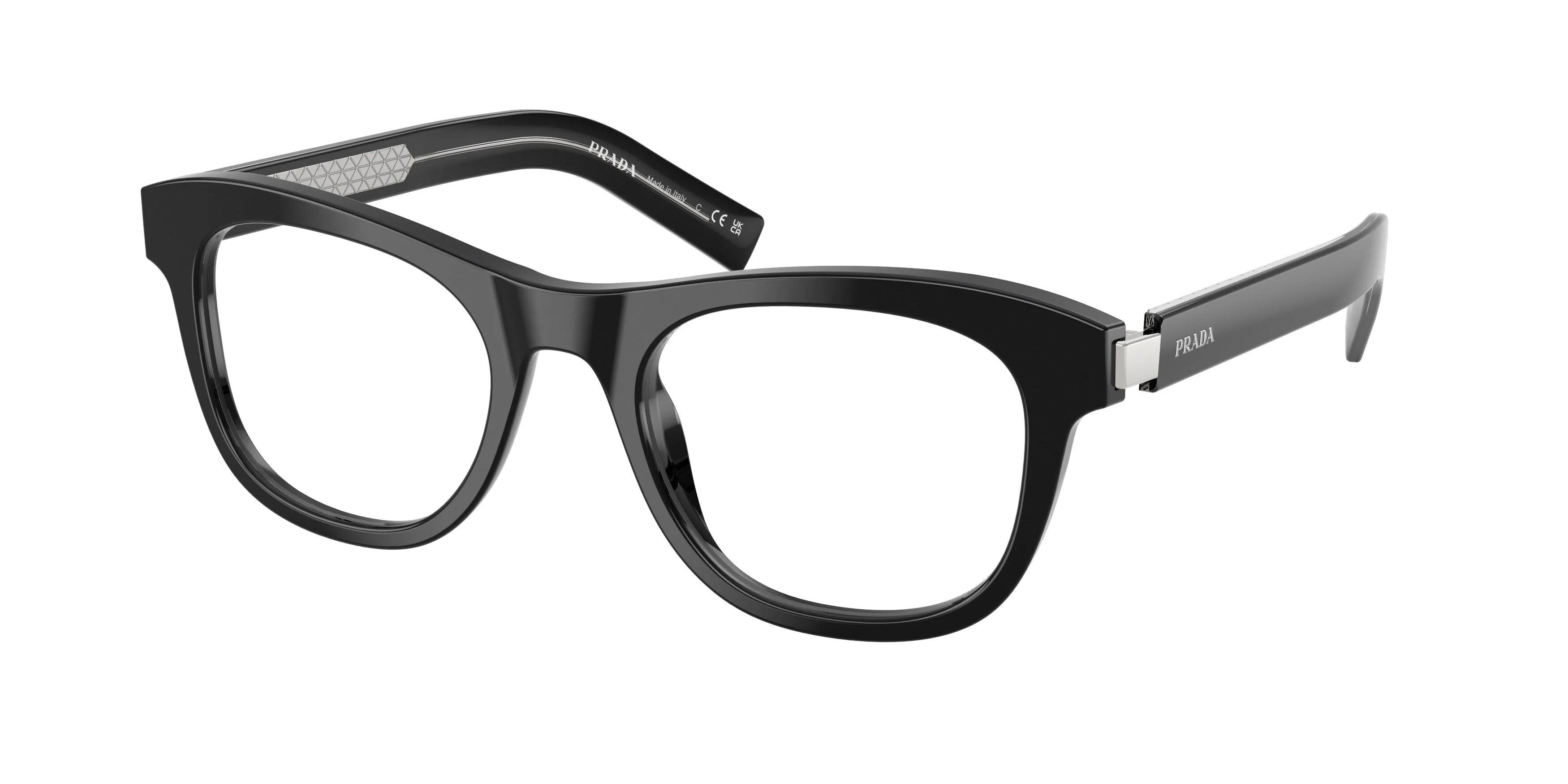 Prada PR D17V 16K1O1 Montature da vista Acetato Nero Trasparente Cat Eye Normale - immagine 1