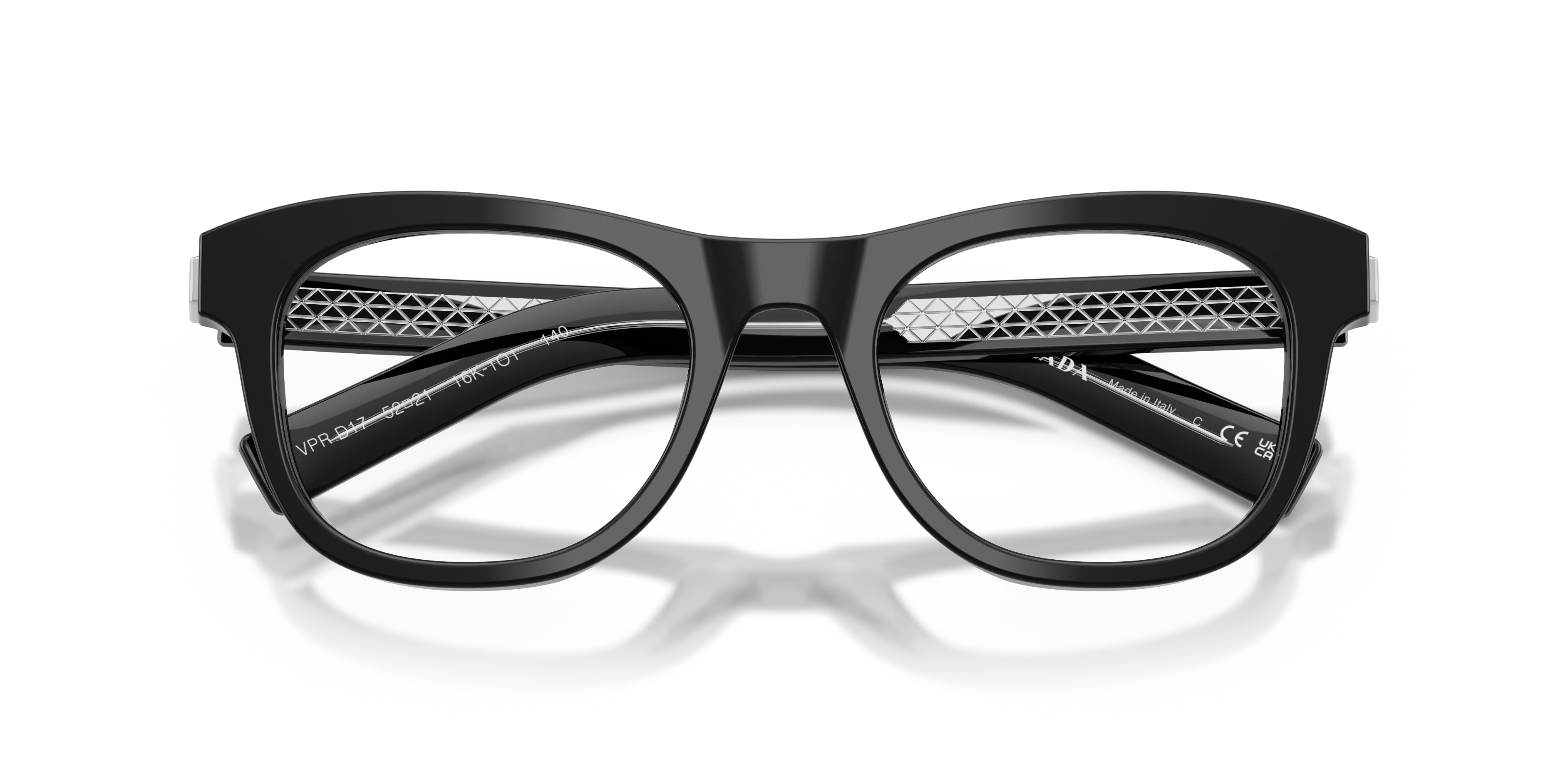 Prada PR D17V 16K1O1 Montature da vista Acetato Nero Trasparente Cat Eye Normale - immagine 2