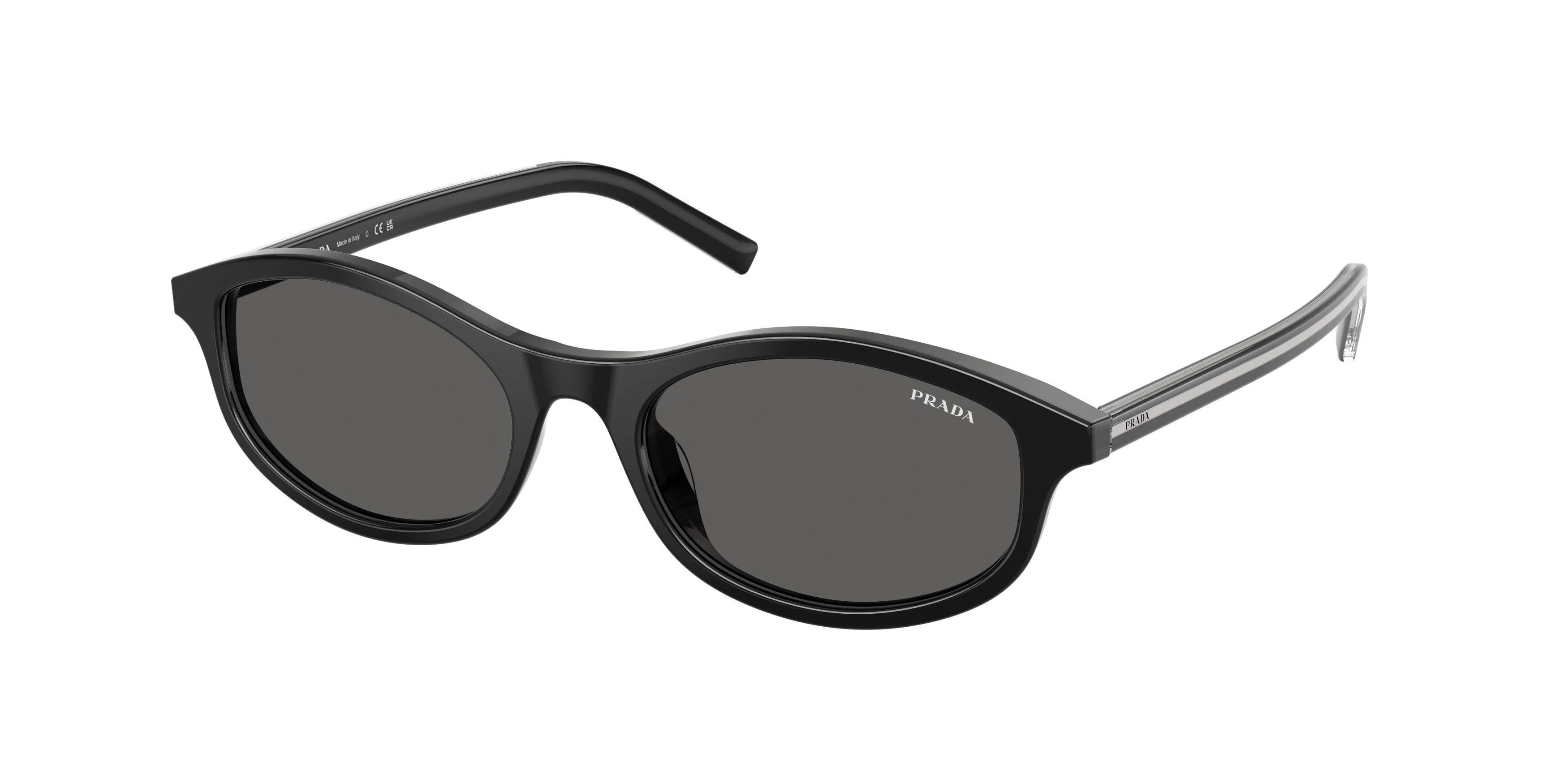 Prada PR D17S 29O20Z Occhiali da sole Acetato Nero Grigio Geometrica Normale - immagine 1