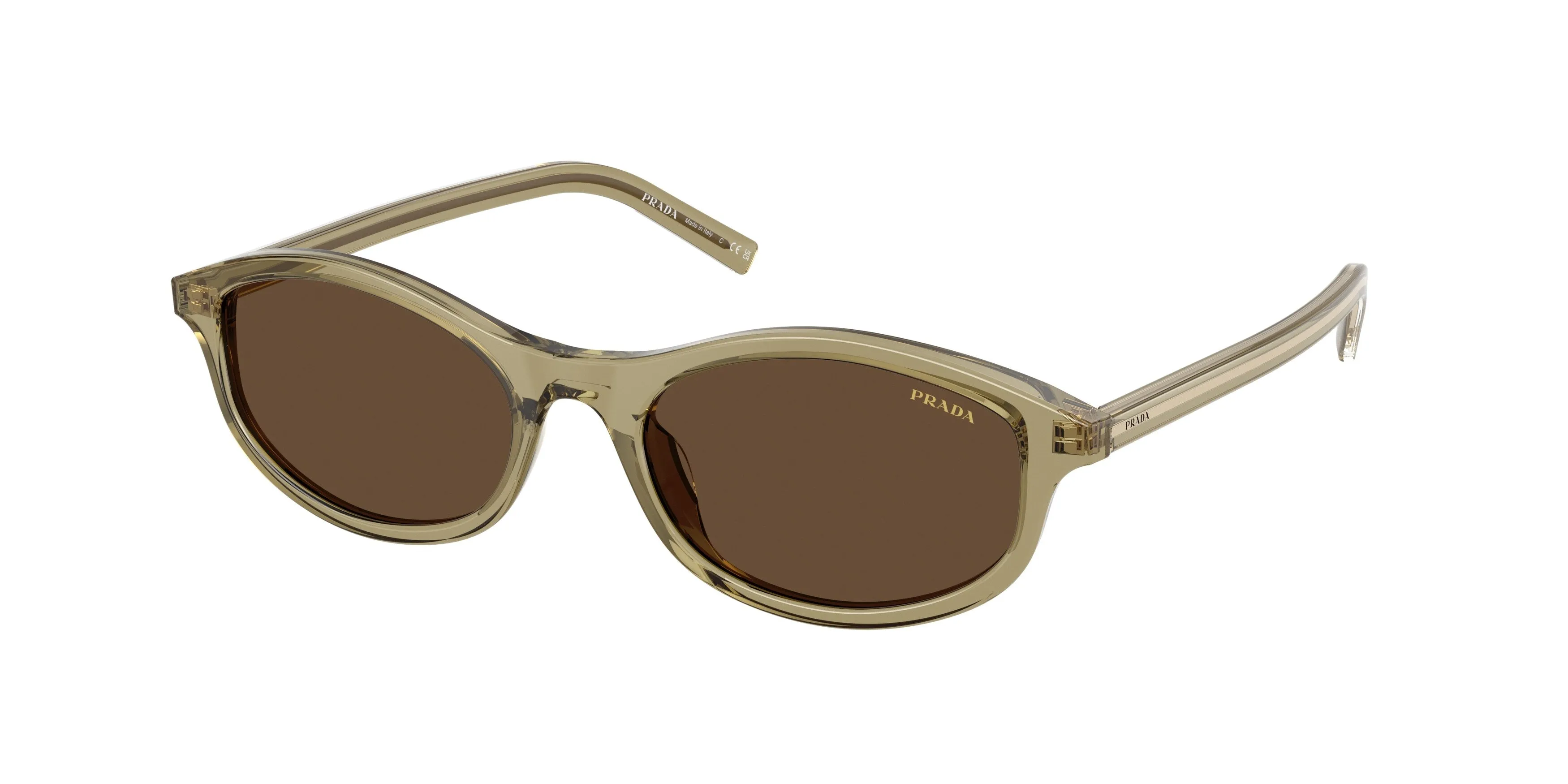 Prada PR D17S 27O9L1 Occhiali da sole Acetato Verde Marrone Geometrica Normale - immagine 1