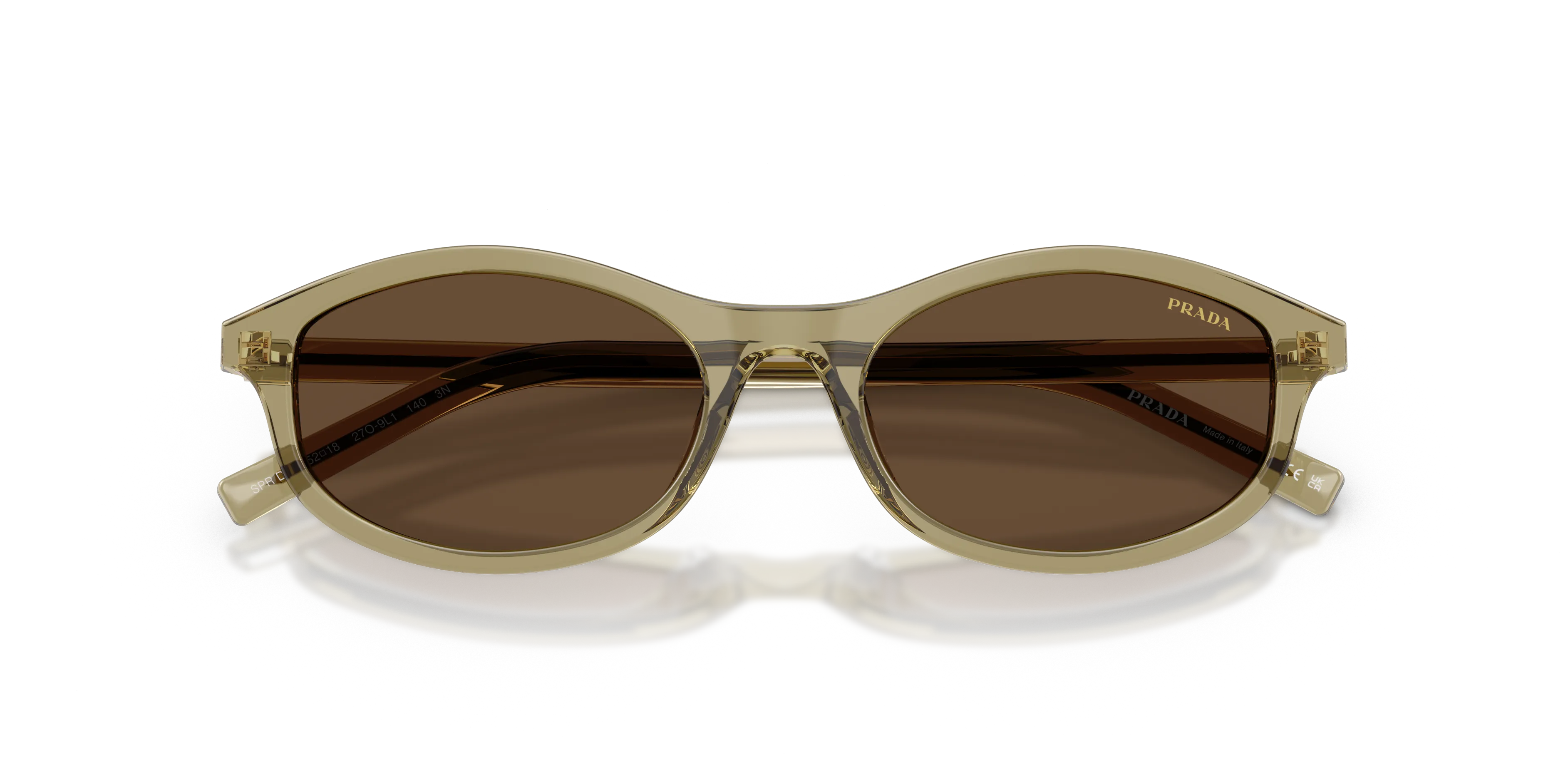Prada PR D17S 27O9L1 Occhiali da sole Acetato Verde Marrone Geometrica Normale - immagine 2