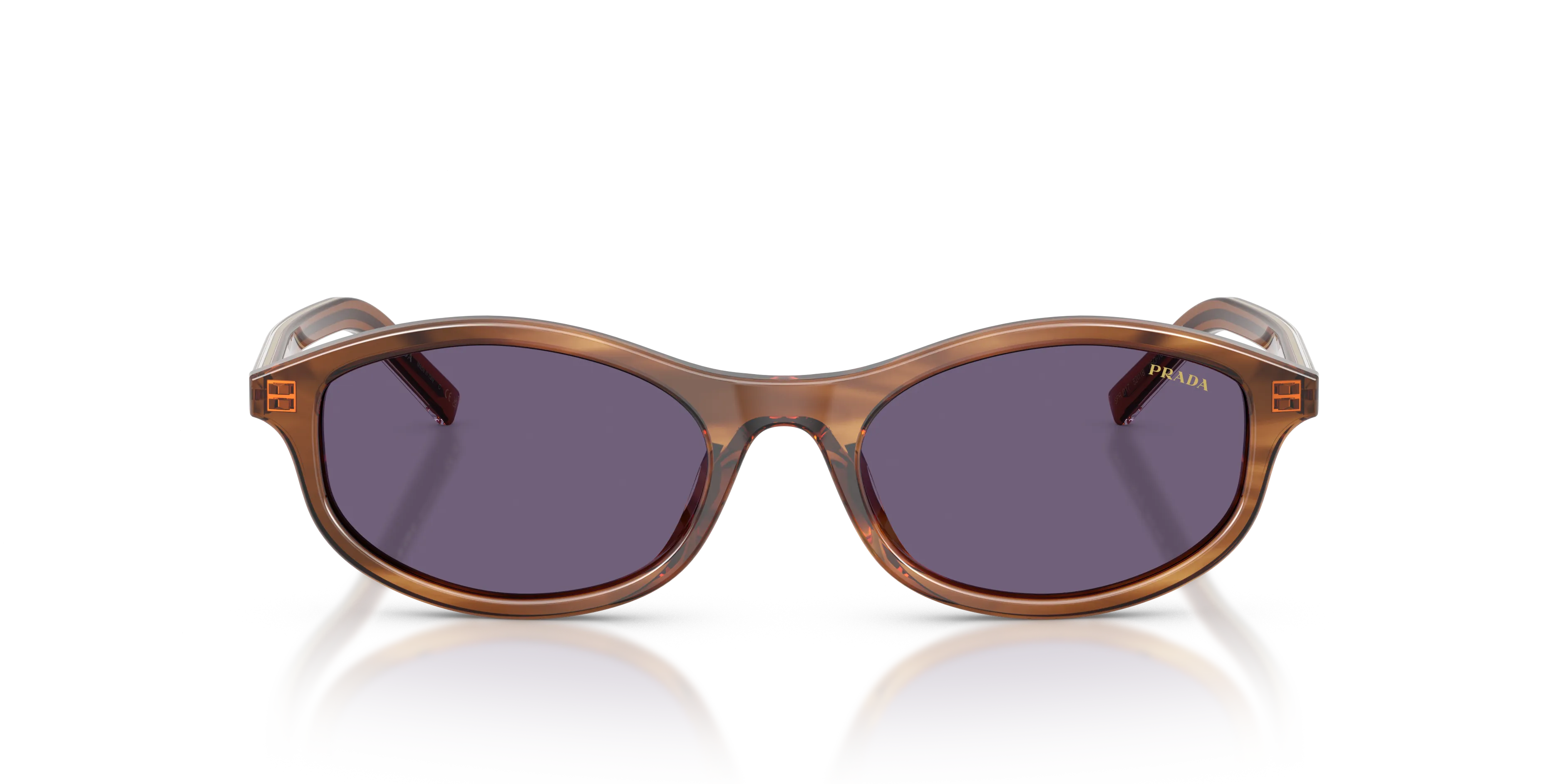 Prada PR D17S 25O70W Occhiali da sole Acetato Marrone Viola Geometrica Normale - immagine 3