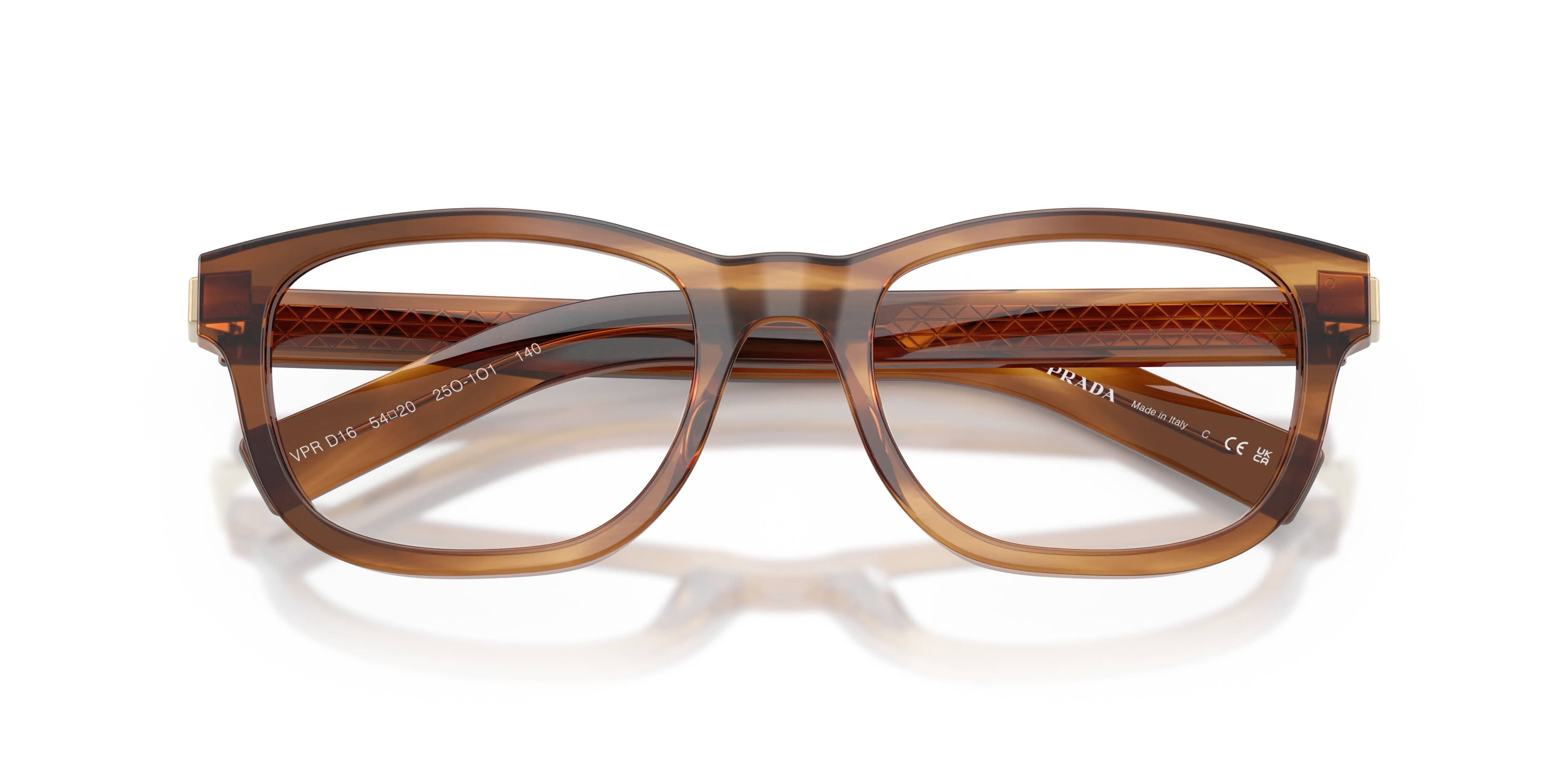 Prada PR D16V 25O1O1 Montature da vista Acetato Marrone Trasparente Squadrata Normale - immagine 2