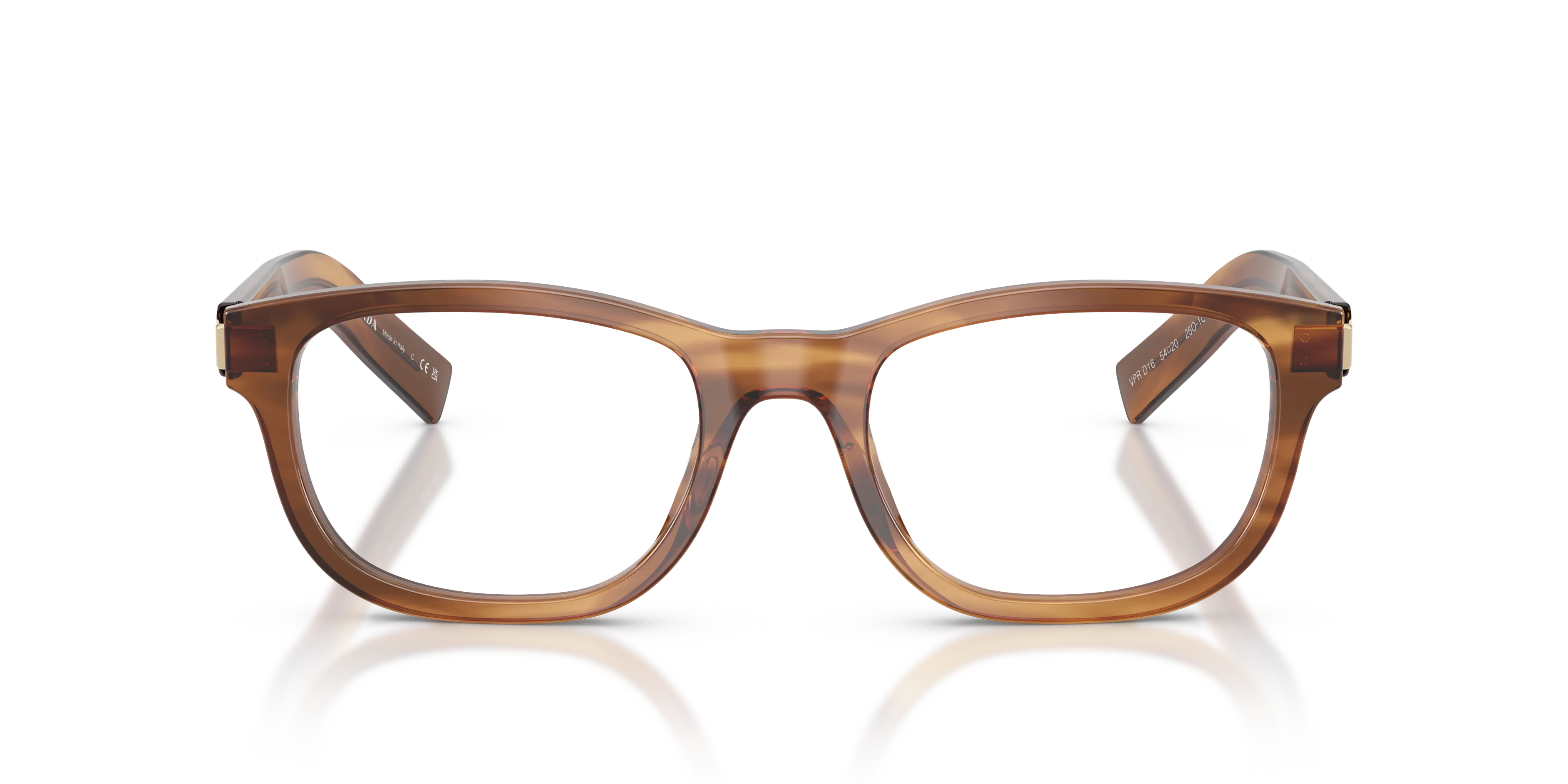 Prada PR D16V 25O1O1 Montature da vista Acetato Marrone Trasparente Squadrata Normale - immagine 3