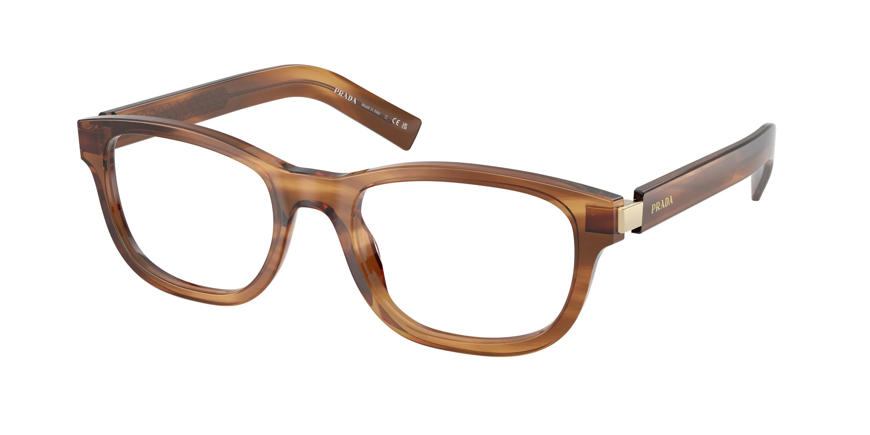 Prada PR D16V 25O1O1 Montature da vista Acetato Marrone Trasparente Squadrata Normale - immagine 1