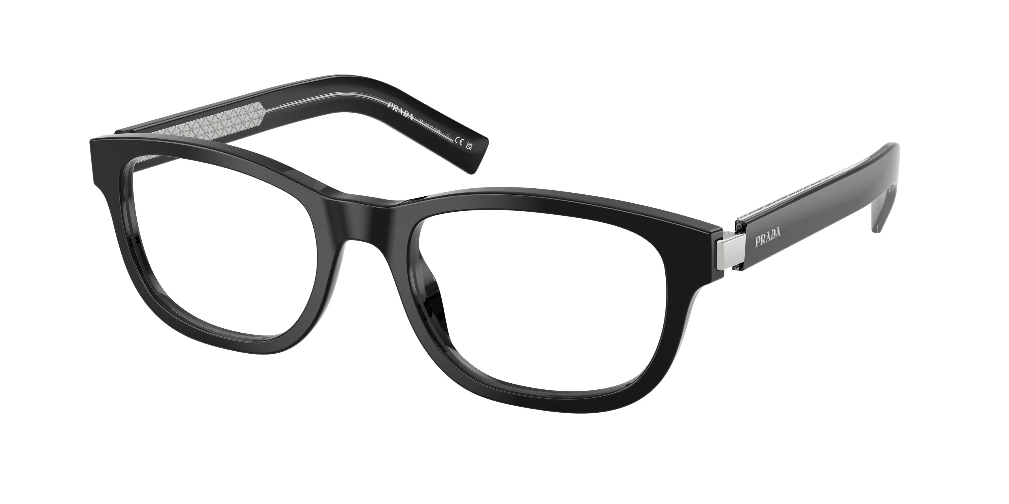Prada PR D16V 16K1O1 Montature da vista Acetato Nero Trasparente Squadrata Normale - immagine 1