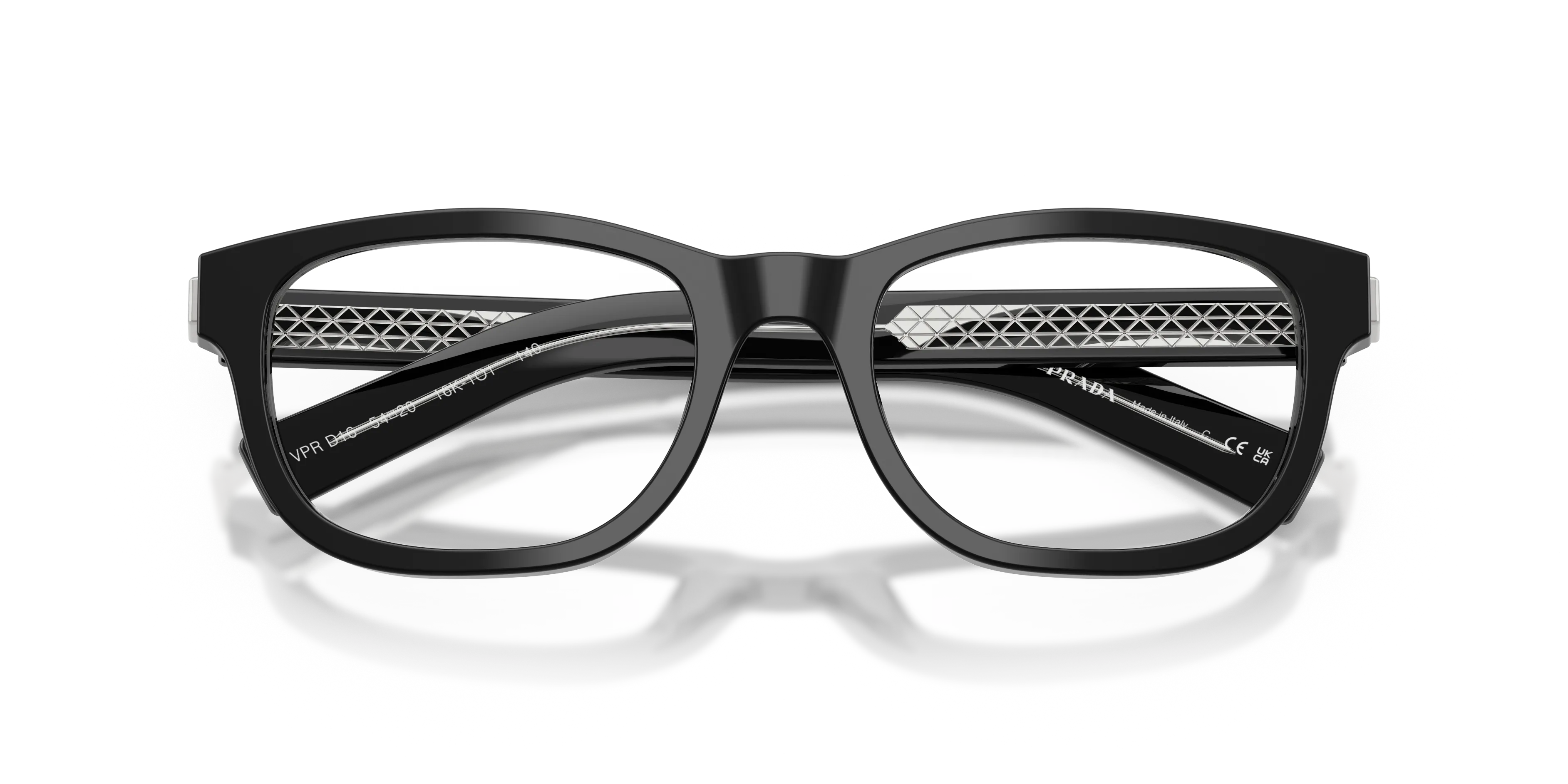 Prada PR D16V 16K1O1 Montature da vista Acetato Nero Trasparente Squadrata Normale - immagine 2