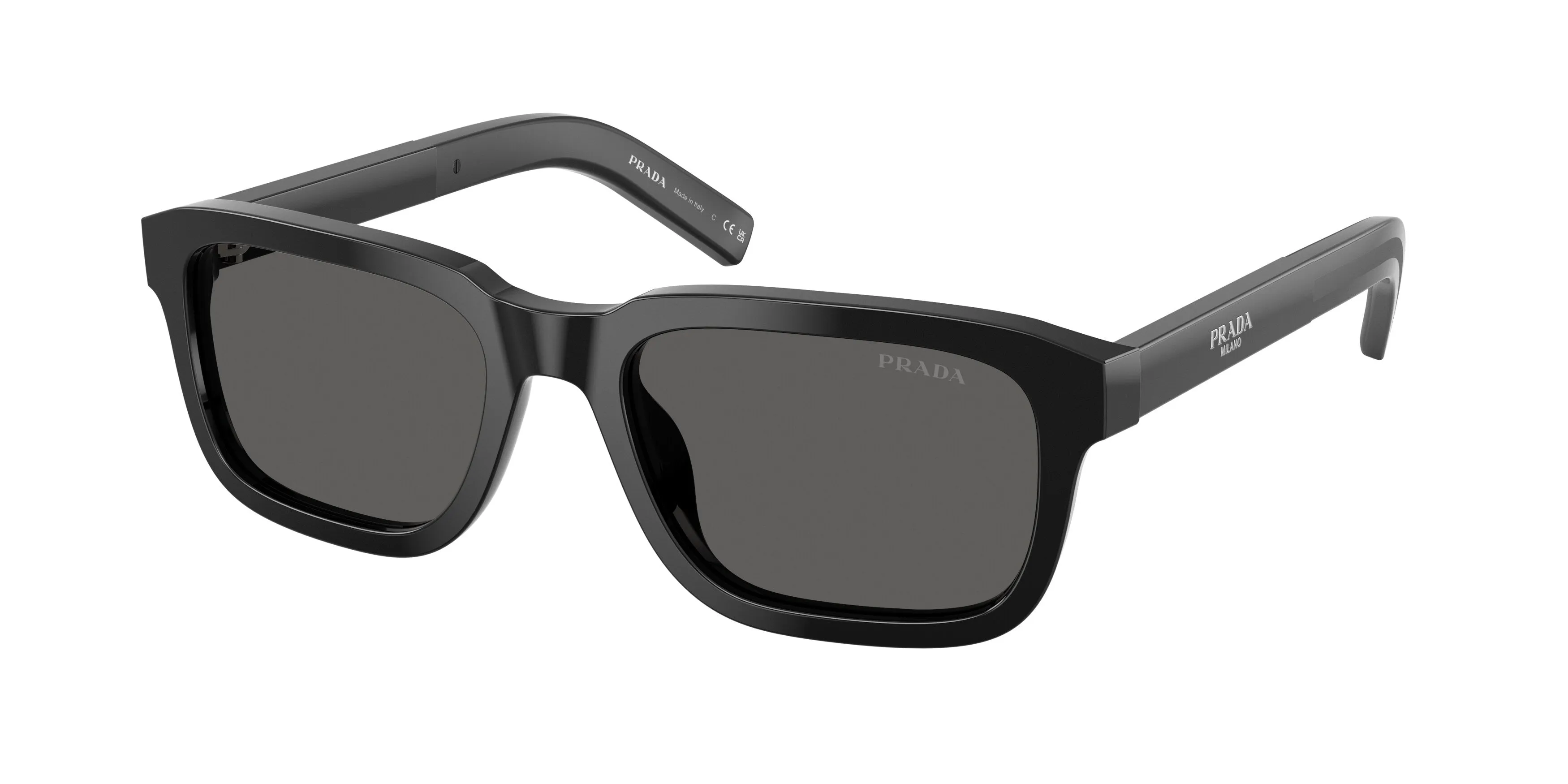 Prada PR D16S 16K20Z Occhiali da sole Acetato Nero Grigio Squadrata Normale - immagine 1
