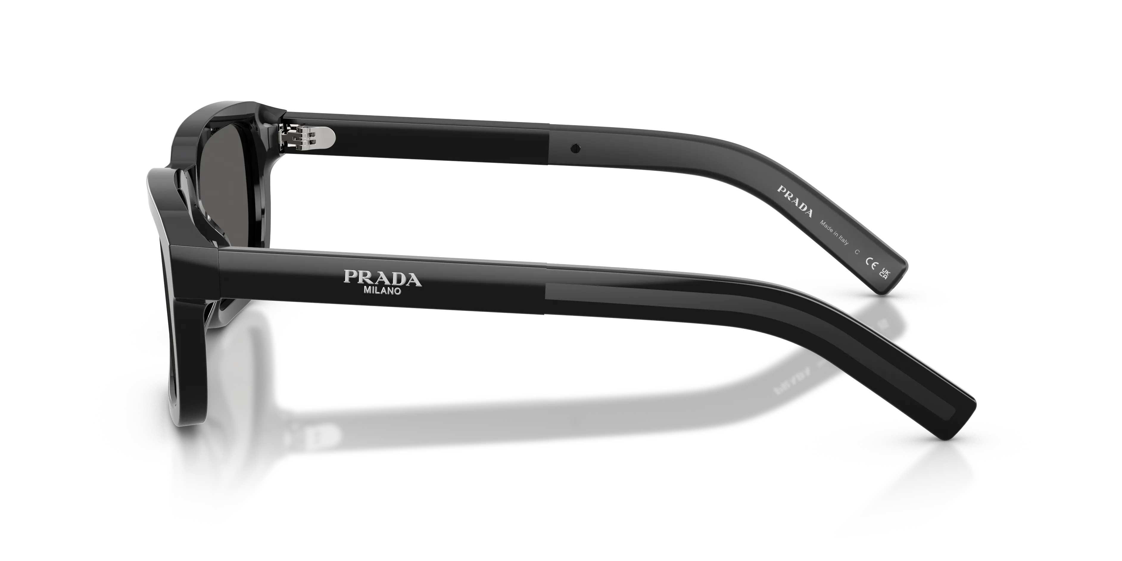 Prada PR D16S 16K20Z Occhiali da sole Acetato Nero Grigio Squadrata Normale - immagine 4
