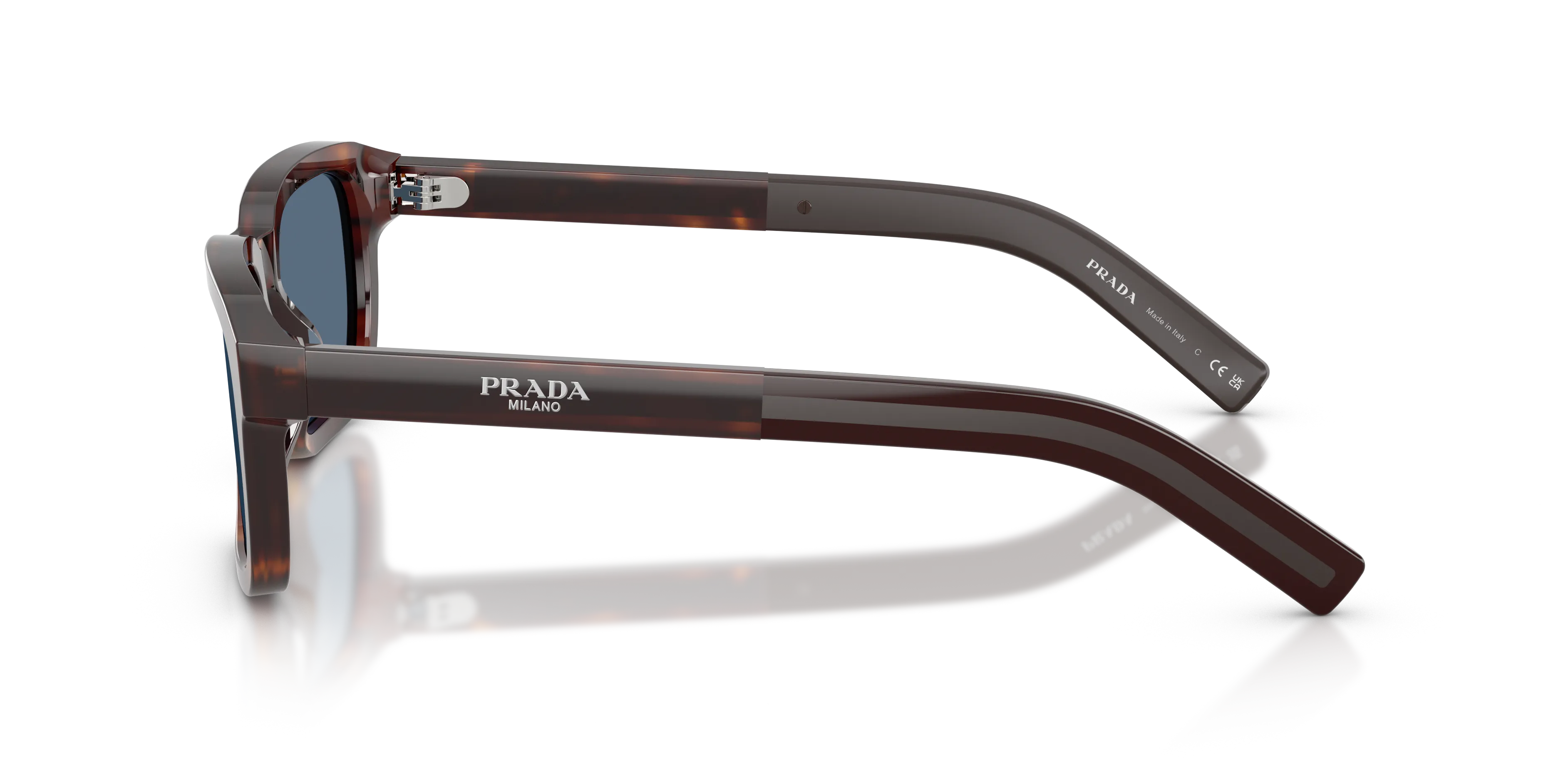 Prada PR D16S 15W06A Occhiali da sole Acetato Tartaruga Blu Squadrata Normale - immagine 4