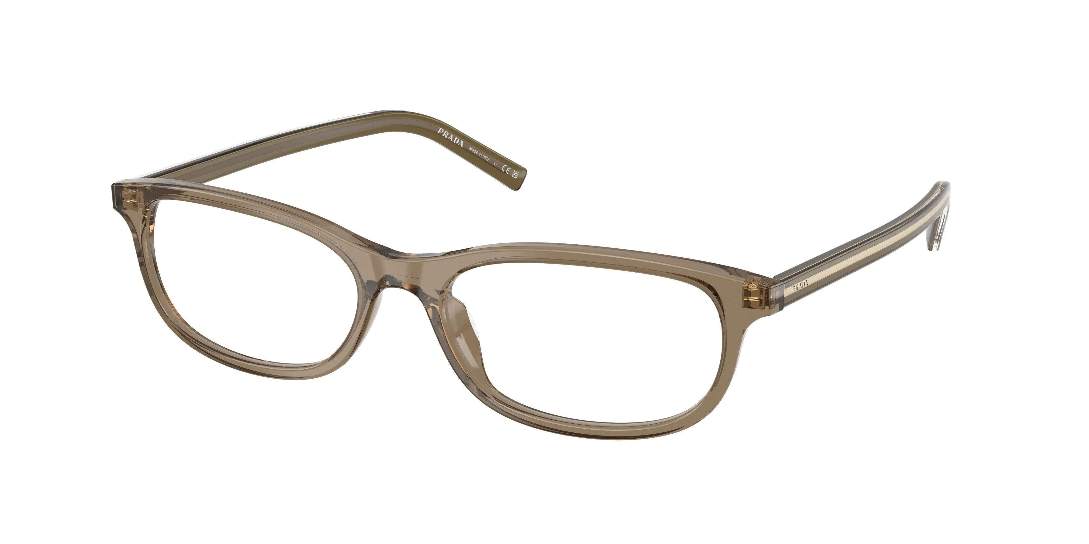 Prada PR D15VU 18T1O1 Montature da vista Acetato Marrone Trasparente Geometrica Normale - immagine 1