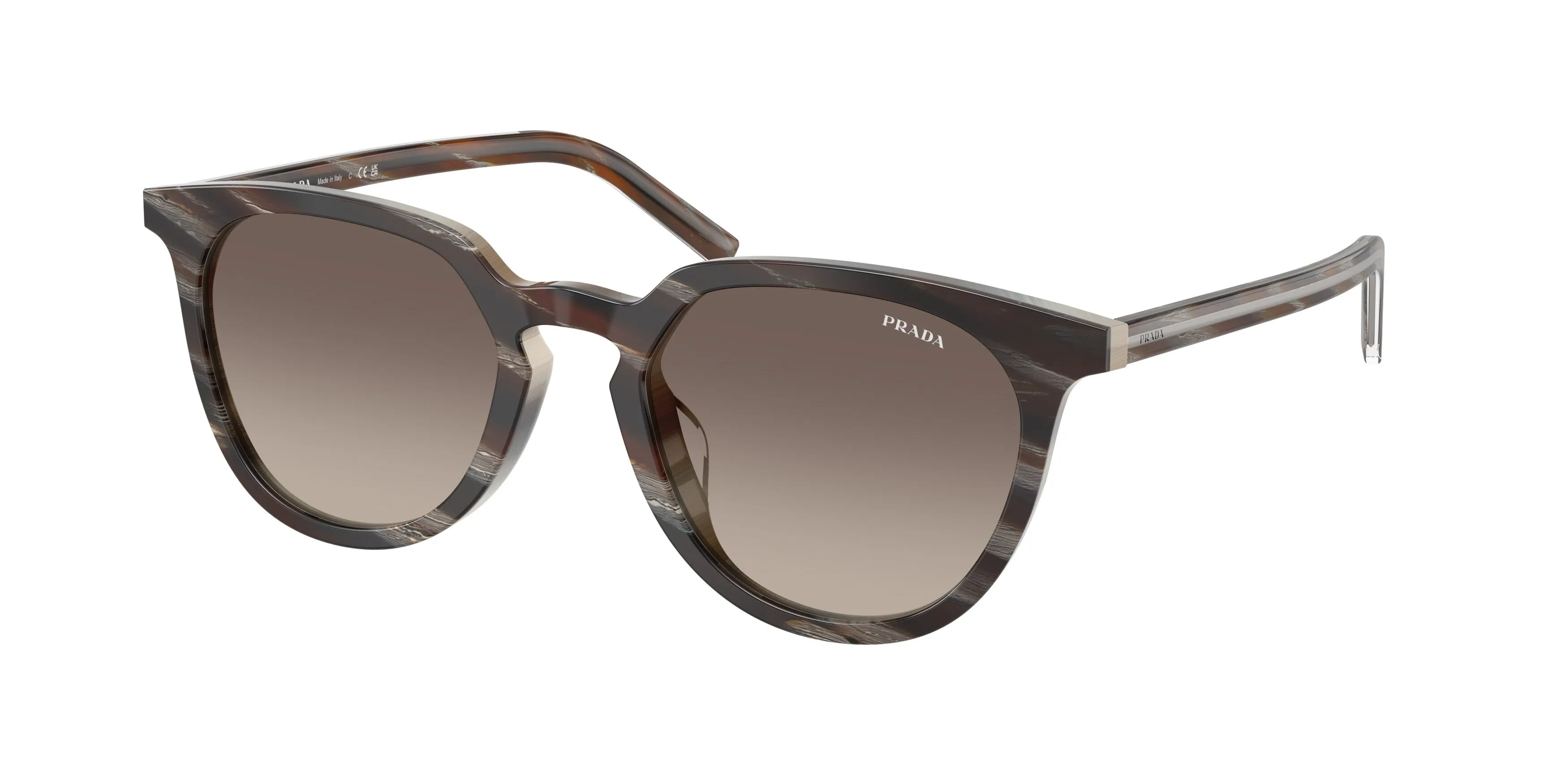 Prada PR D15SD 23P30S Occhiali da sole Acetato Marrone Grigio Pantos Normale Sfumato - immagine 1
