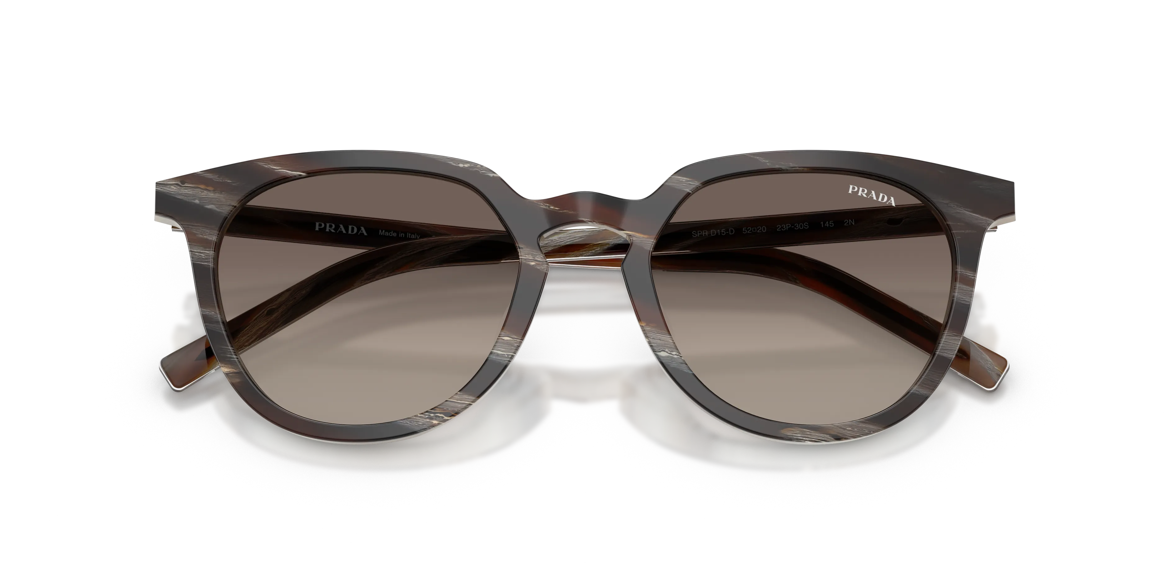 Prada PR D15SD 23P30S Occhiali da sole Acetato Marrone Grigio Pantos Normale Sfumato - immagine 2