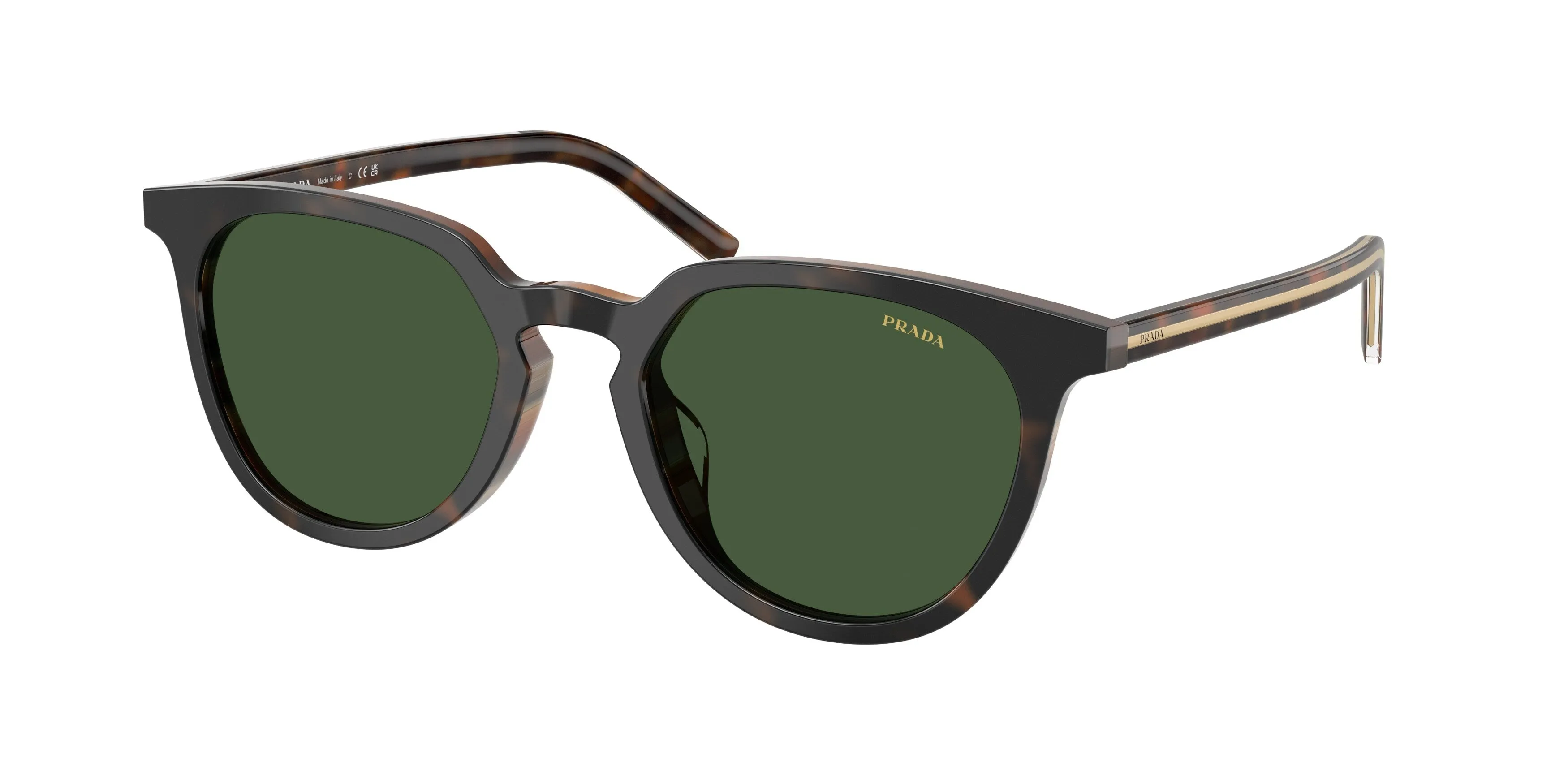 Prada PR D15SD 20P40P Occhiali da sole Acetato Tartaruga Verde Pantos Normale - immagine 1