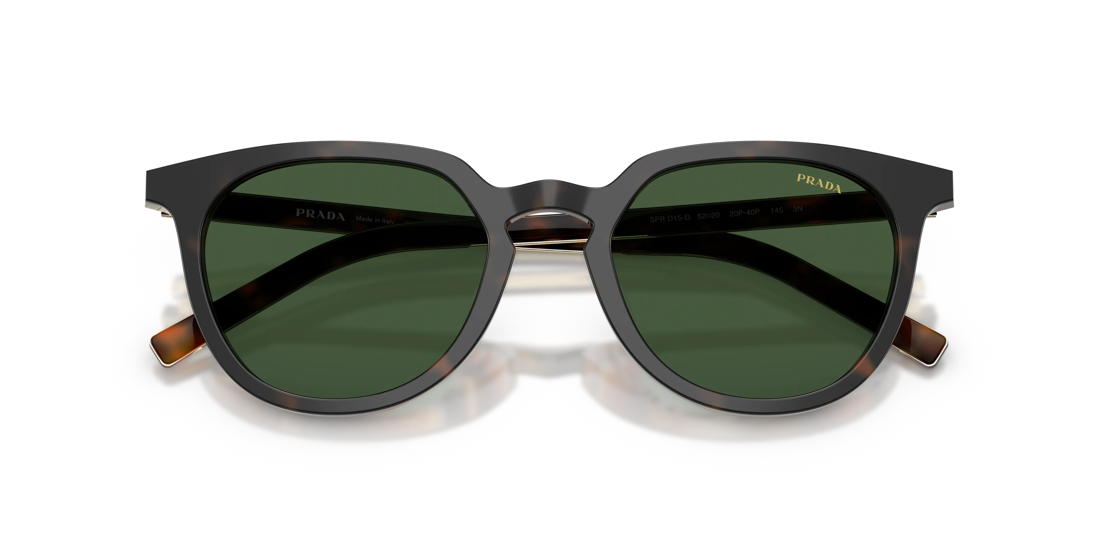 Prada PR D15SD 20P40P Occhiali da sole Acetato Tartaruga Verde Pantos Normale - immagine 2