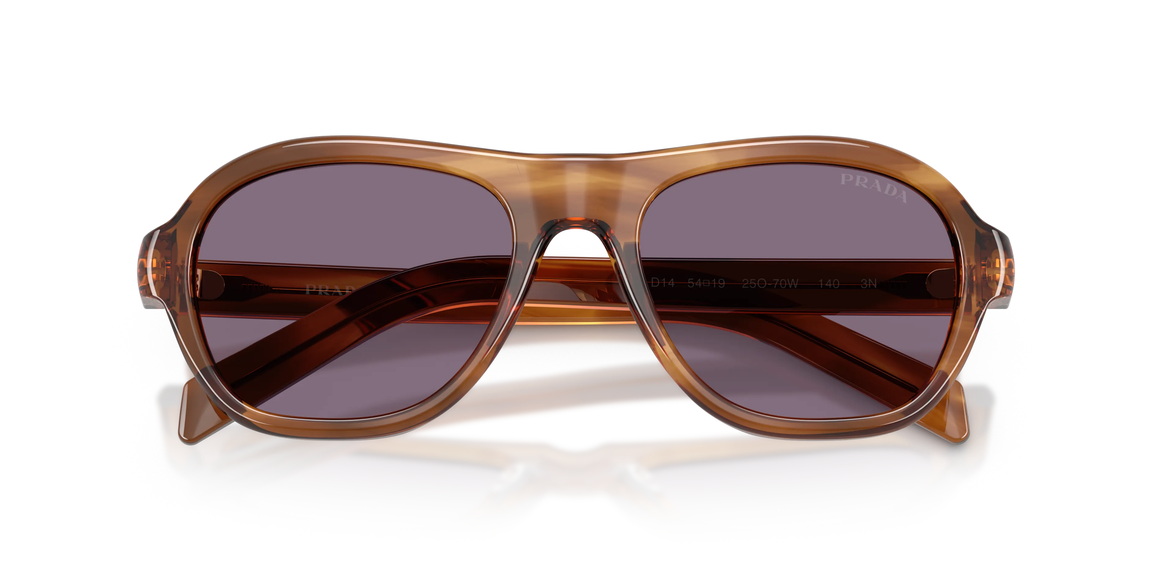 Prada PR D14S 25O70W Occhiali da sole Acetato Marrone Viola Pillow Normale - immagine 2