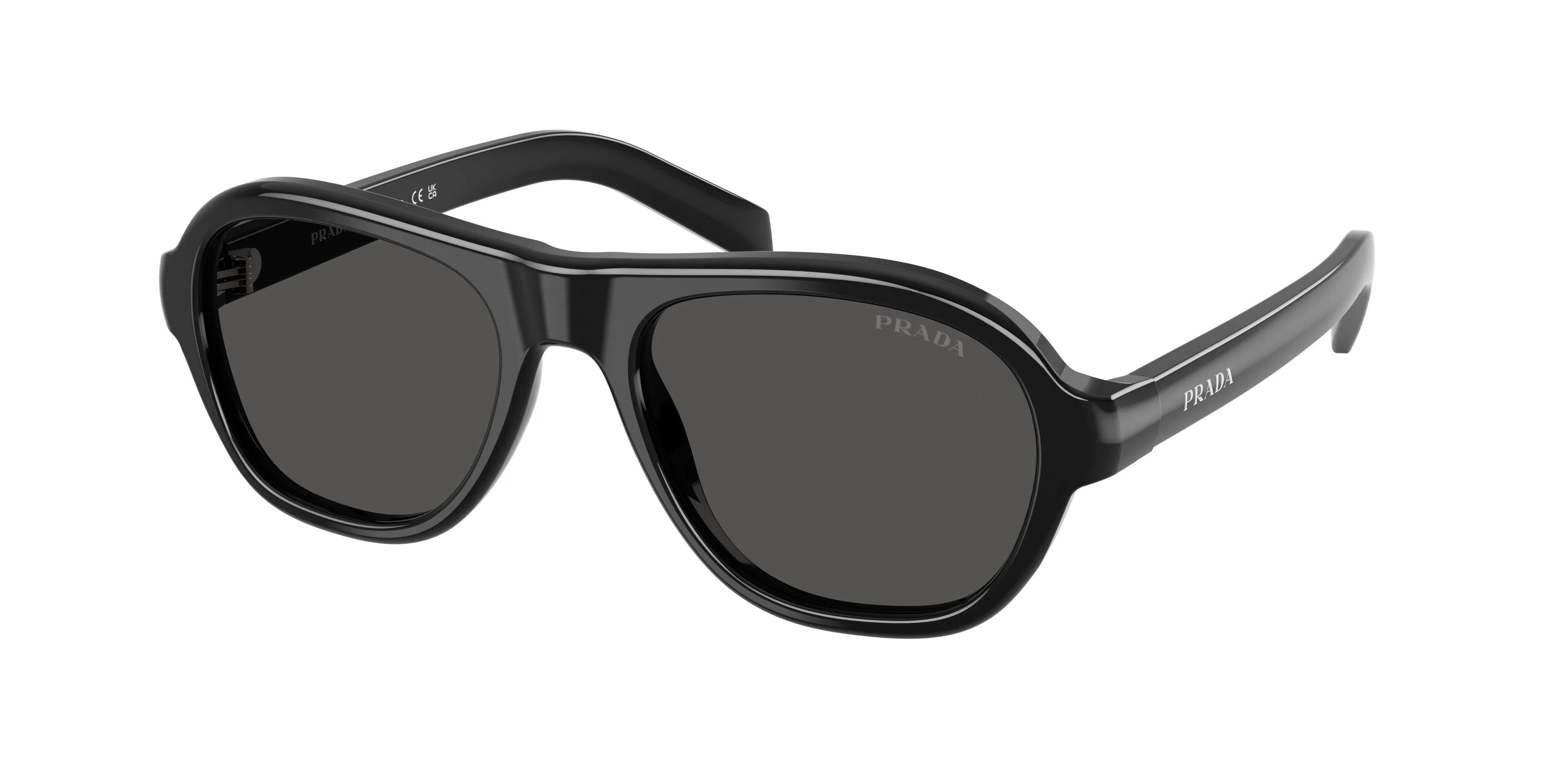 Prada PR D14S 16K08Z Occhiali da sole Acetato Nero Grigio Pillow Normale - immagine 1