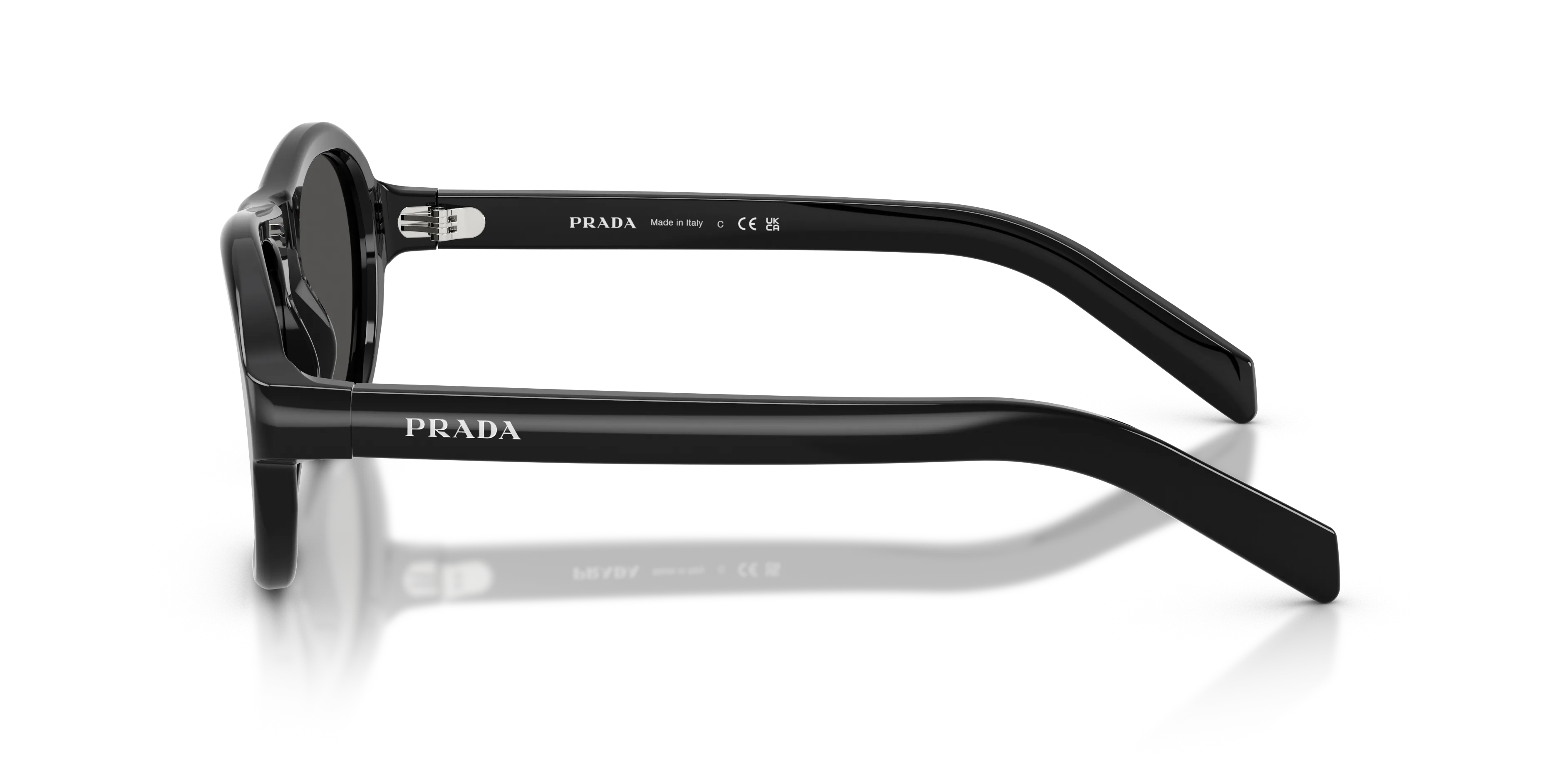 Prada PR D14S 16K08Z Occhiali da sole Acetato Nero Grigio Pillow Normale - immagine 4