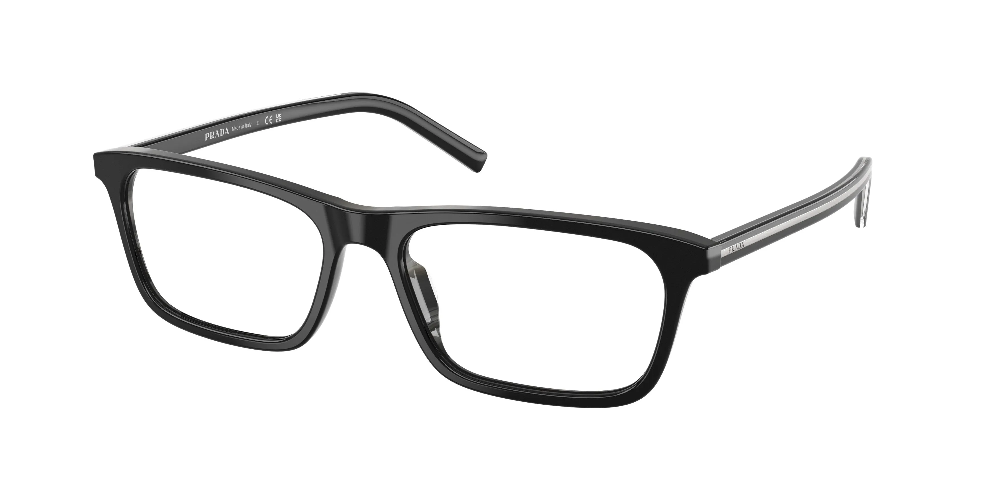 Prada PR D13V 29O1O1 Montature da vista Acetato Nero Trasparente Squadrata Normale - immagine 1