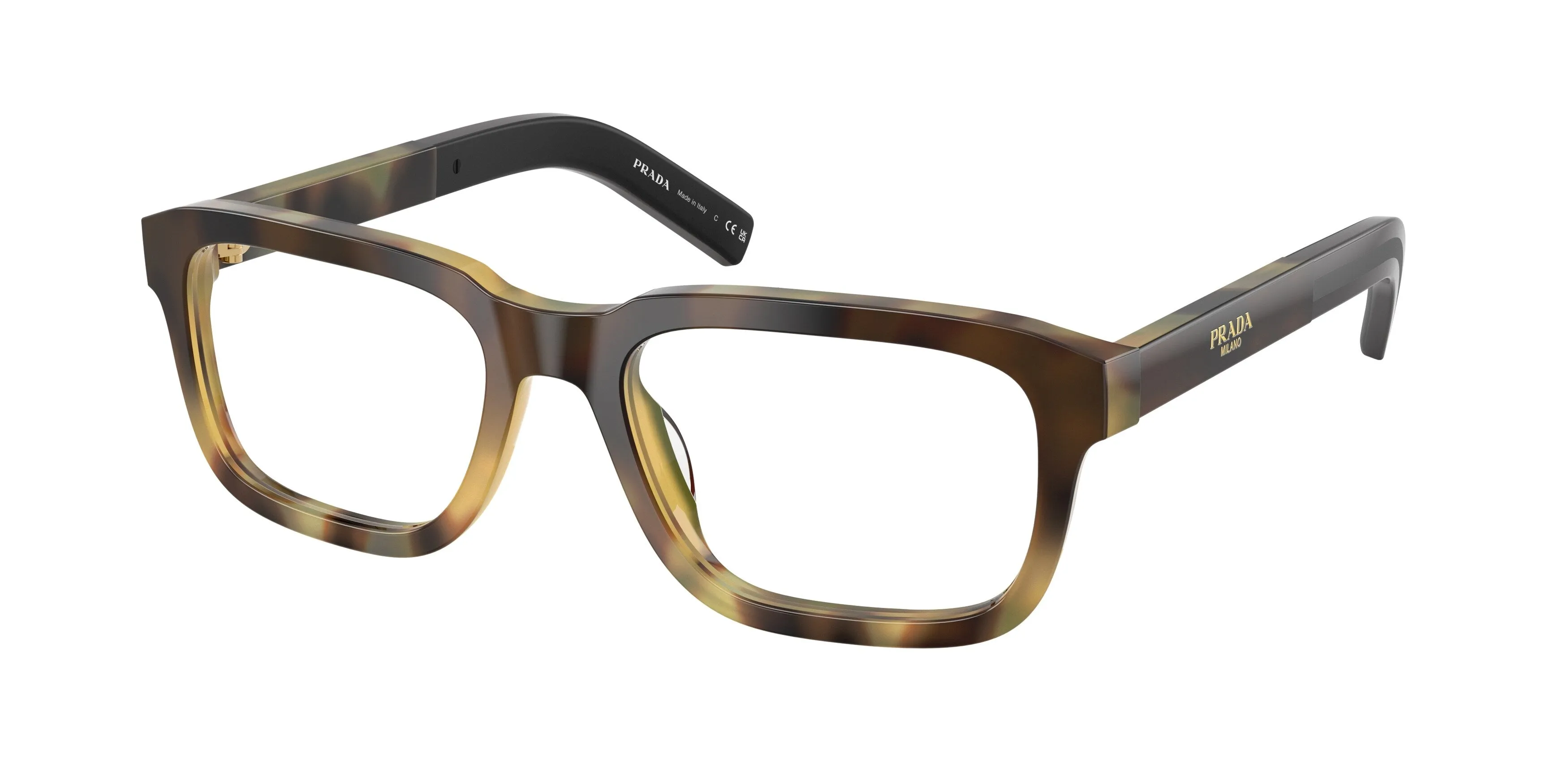 Prada PR D12V 22P1O1 Montature da vista Acetato Grigio Trasparente Squadrata Normale - immagine 1
