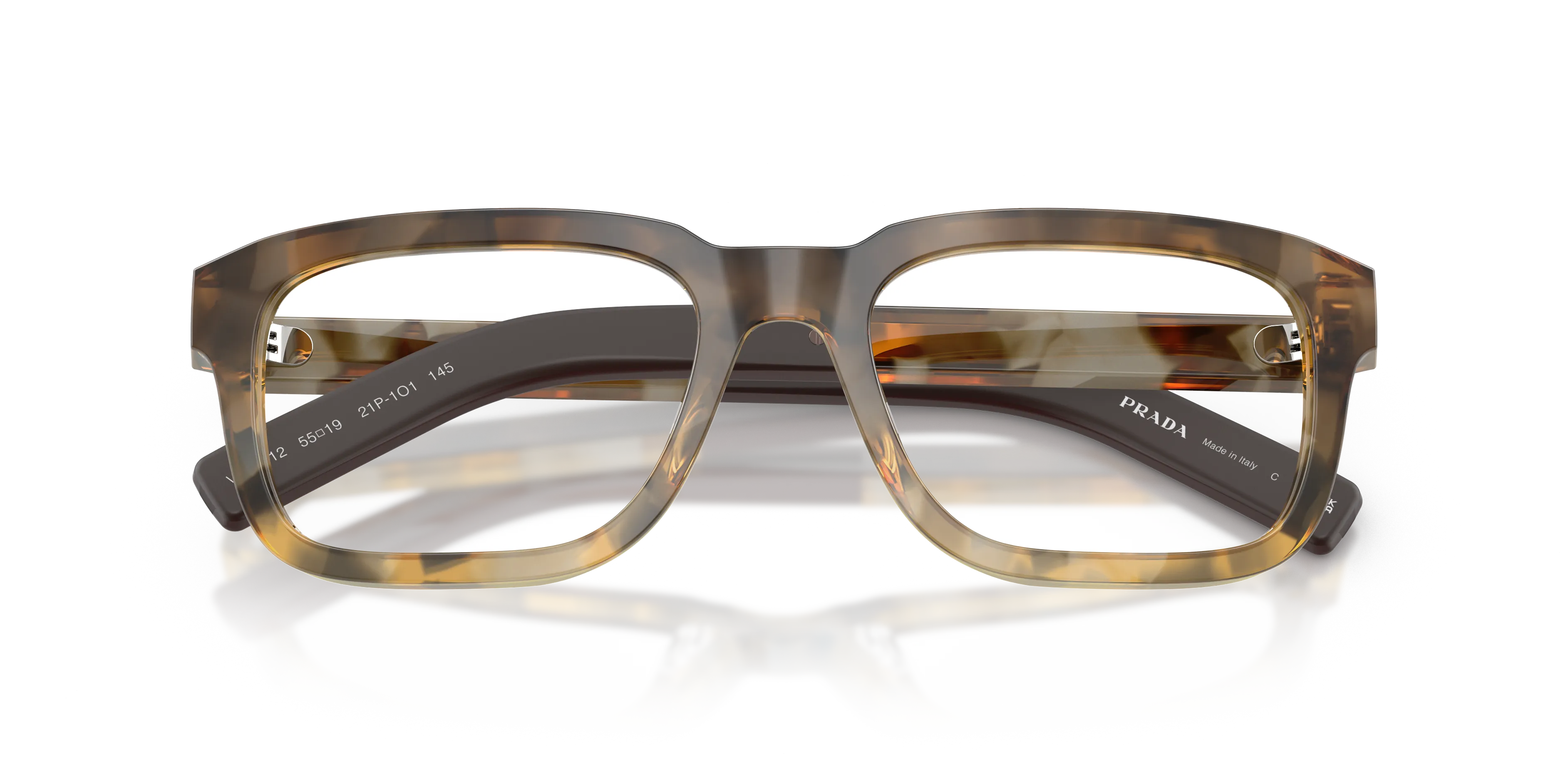 Prada PR D12V 21P1O1 Montature da vista Acetato Marrone Trasparente Squadrata Normale - immagine 2