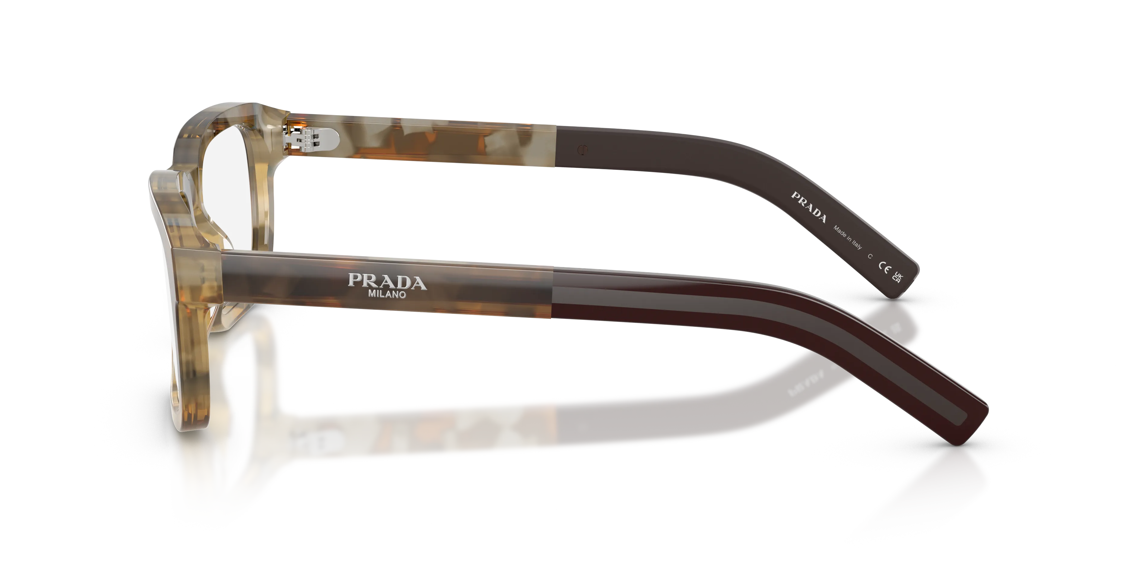 Prada PR D12V 21P1O1 Montature da vista Acetato Marrone Trasparente Squadrata Normale - immagine 4