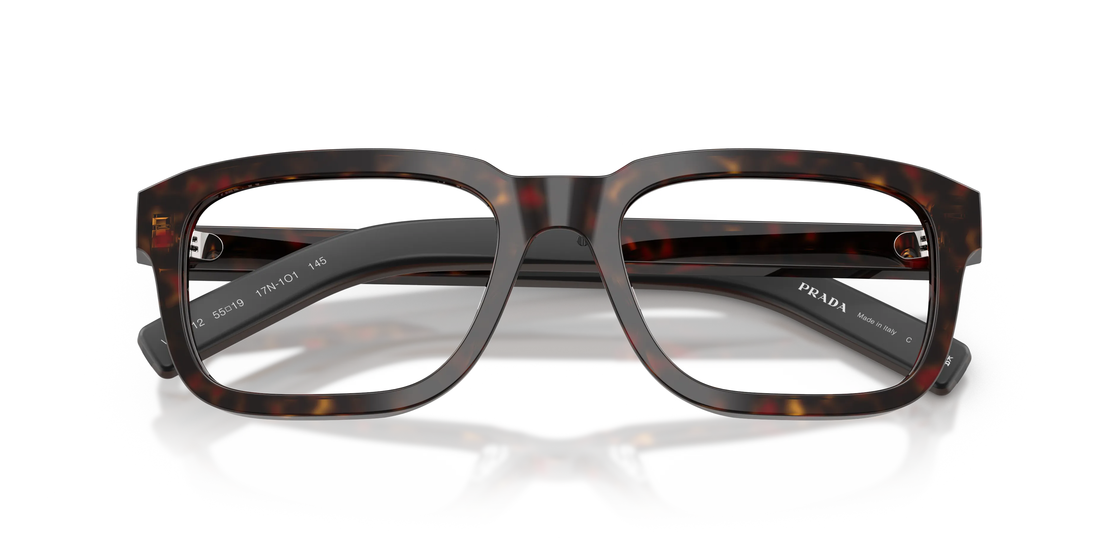 Prada PR D12V 17N1O1 Montature da vista Acetato Tartaruga Trasparente Squadrata Normale - immagine 2