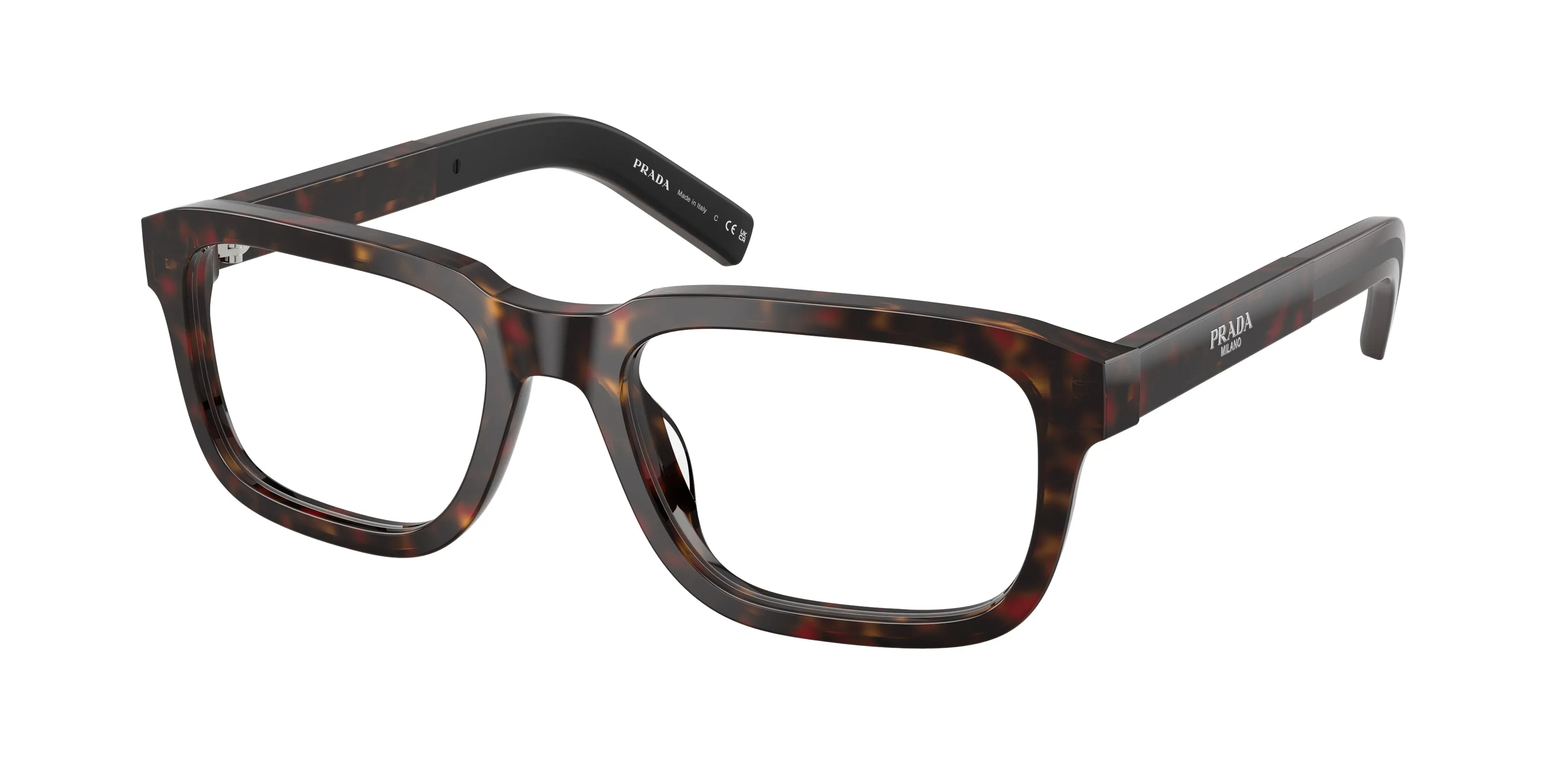 Prada PR D12V 17N1O1 Montature da vista Acetato Tartaruga Trasparente Squadrata Normale - immagine 1