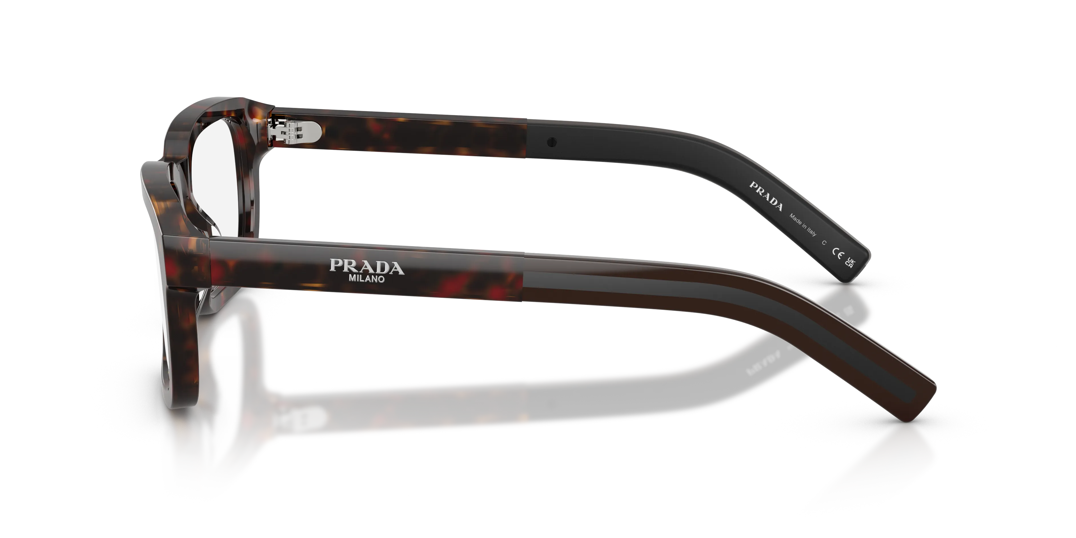 Prada PR D12V 17N1O1 Montature da vista Acetato Tartaruga Trasparente Squadrata Normale - immagine 4
