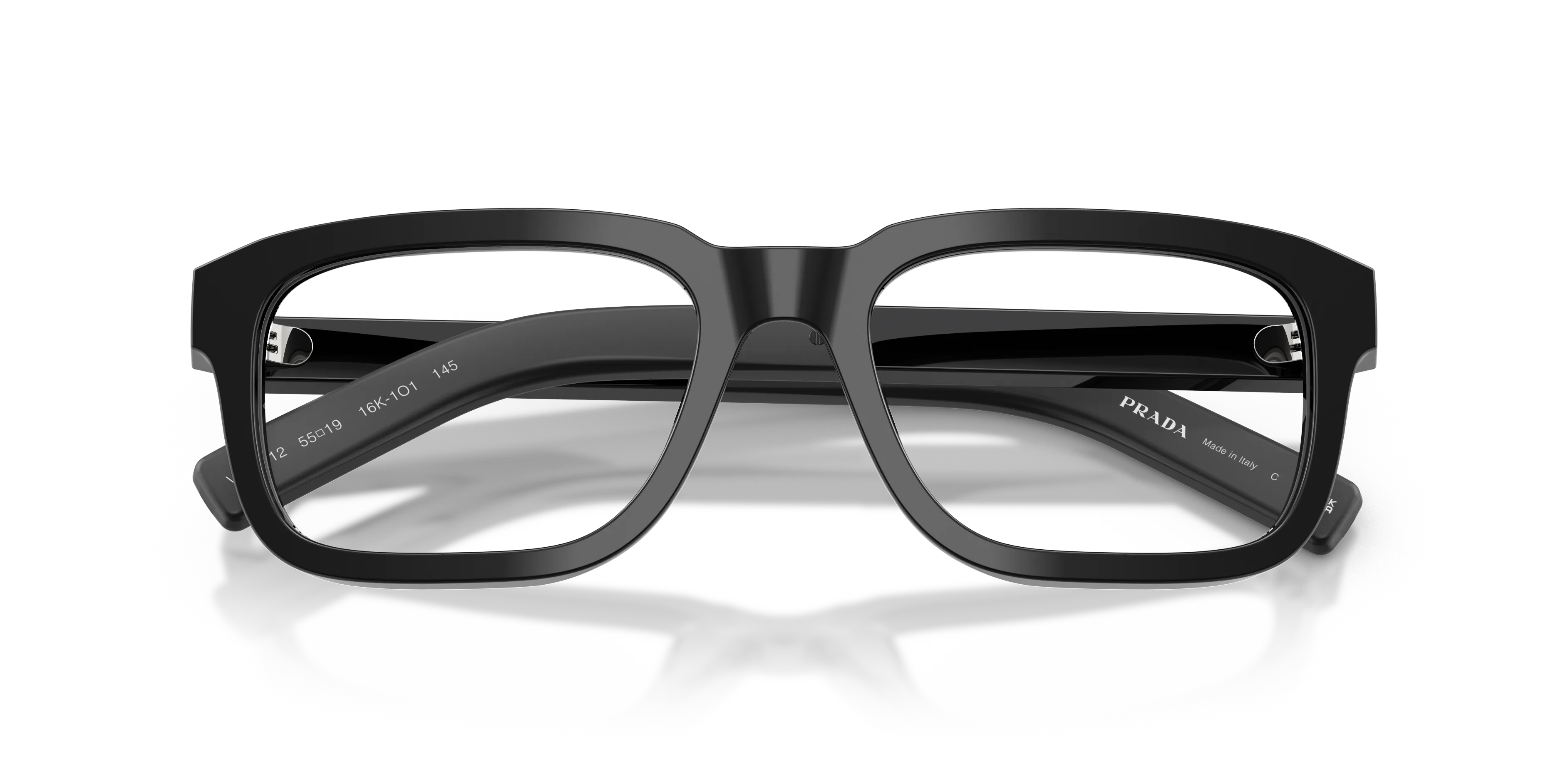 Prada PR D12V 16K1O1 Montature da vista Acetato Nero Trasparente Squadrata Normale - immagine 2